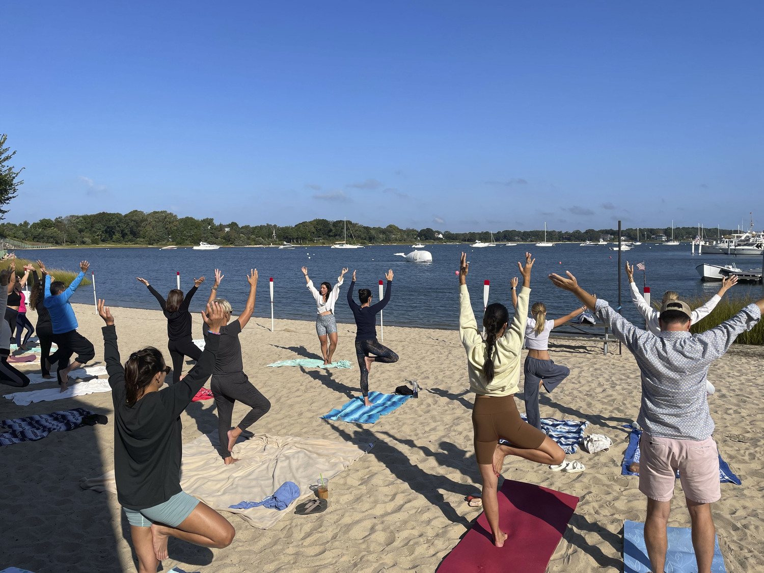 Yoga on Windmill Beach with evolve East Yoga on Sunday.  GAVIN MENU