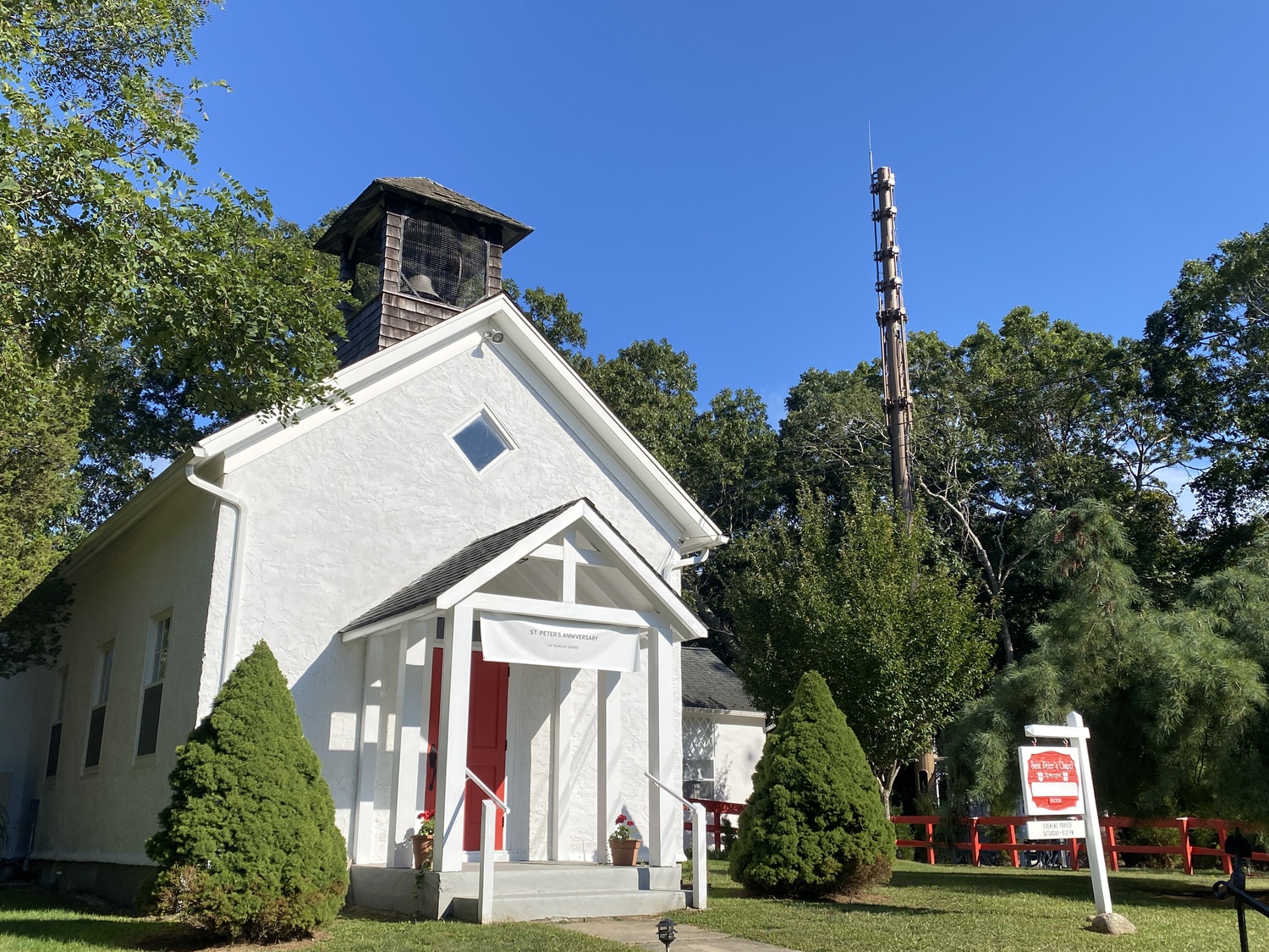 Neighbors argued that the 70-foot-tall monopole was out of character with its setting at St. Peter's Chapel in Springs and posed a hazard to neighboring properties. CHRISTOPHER WALSH