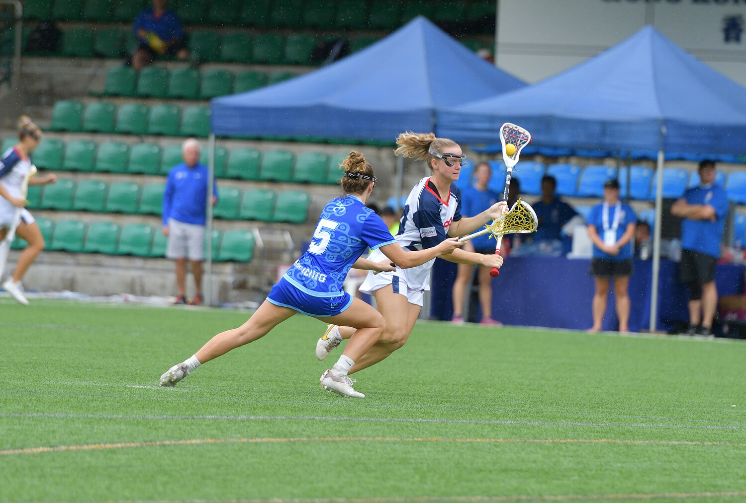 Sofia Mancino, left, helped Puerto Rico placed fifth at the World Lacrosse Championships, its highest placement ever.  MARTA MALDONADO