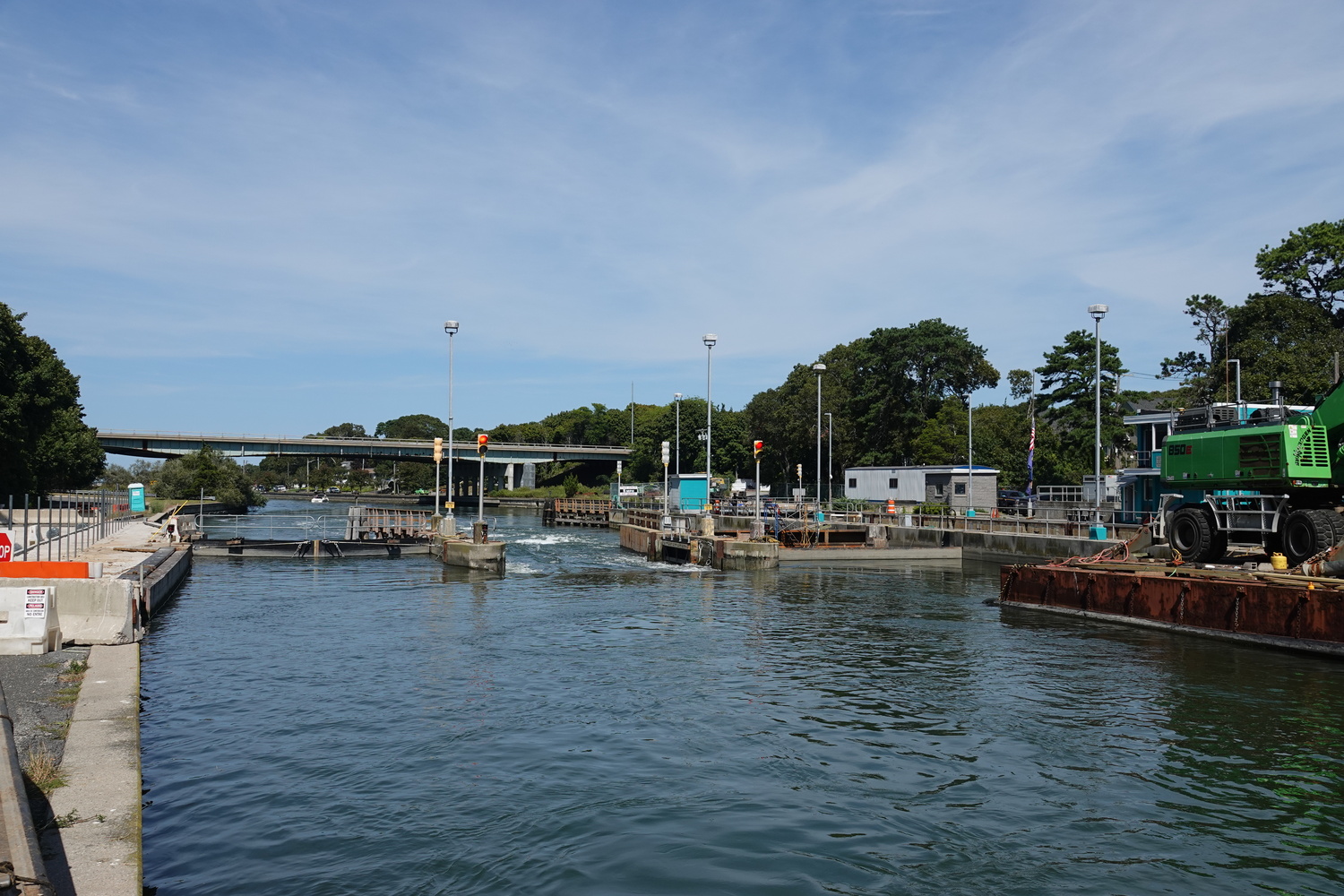 Suffolk County has ordered all boat traffic through the Shinnecock Canal halted after the mechanical lock failed, requiring repair work that will likely take at least two weeks. MICHAEL WRIGHT