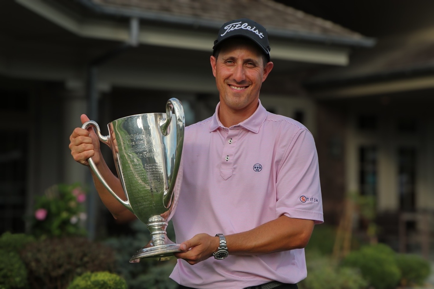 Dylan Newman retained the Joseph J. Lannin trophy by winning the Met PGA Championship for the second year in a row, this time at Noyac Golf Club last week.   COURTESY METROPOLITAN PGA