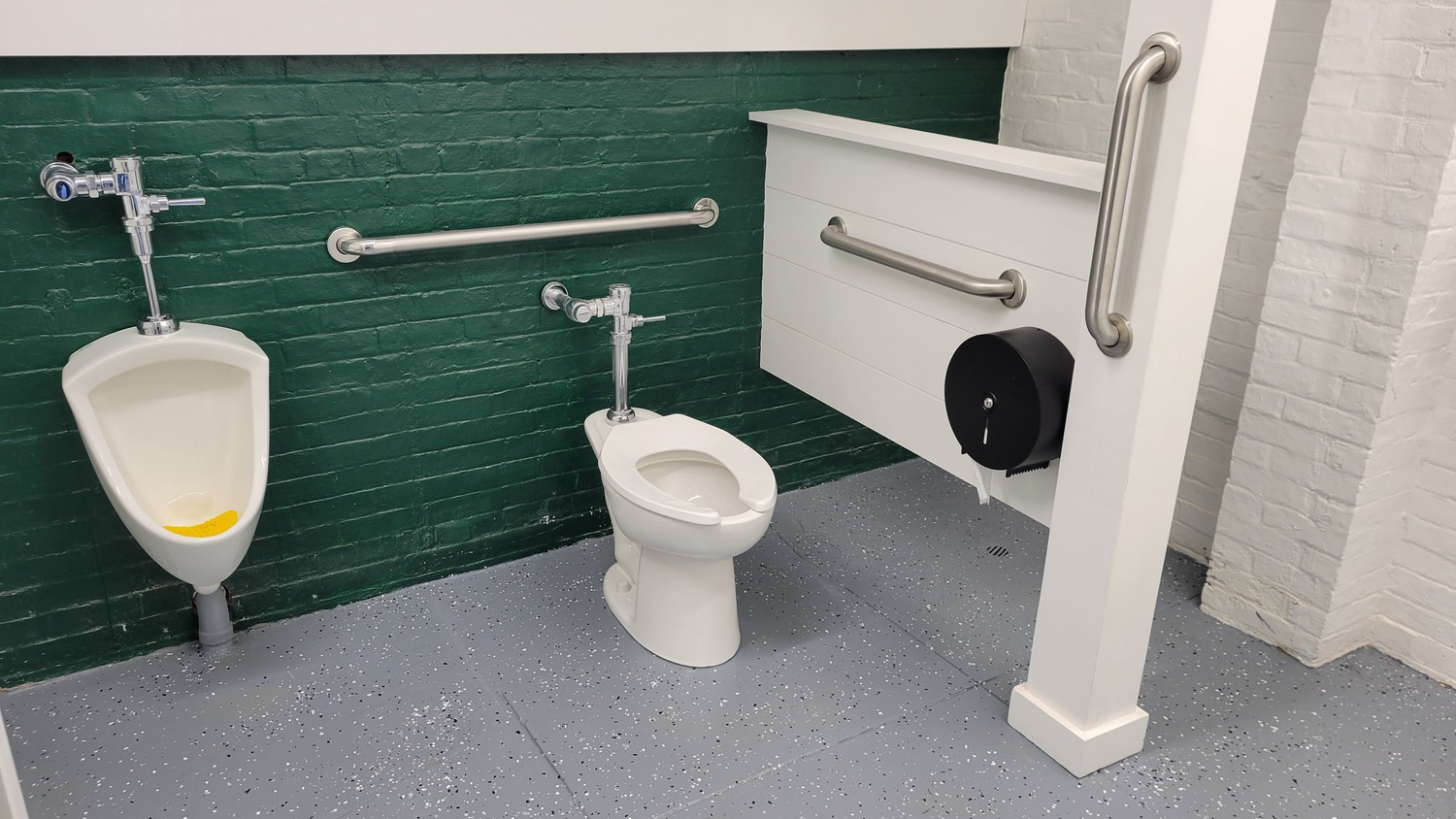 Brand new bathrooms were constructed at the Mashashimuet Park grandstand, part of the improvements funded directly from the 5K race.  DREW BUDD