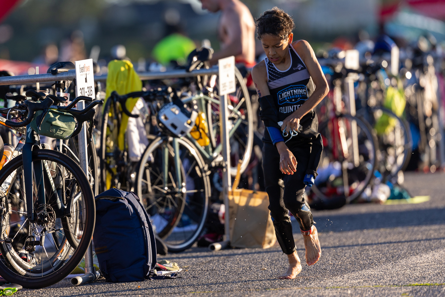 Esteban Quintero of Port Jefferson Station placed second in the i-Tri super sprint triathlon.   RON ESPOSITO