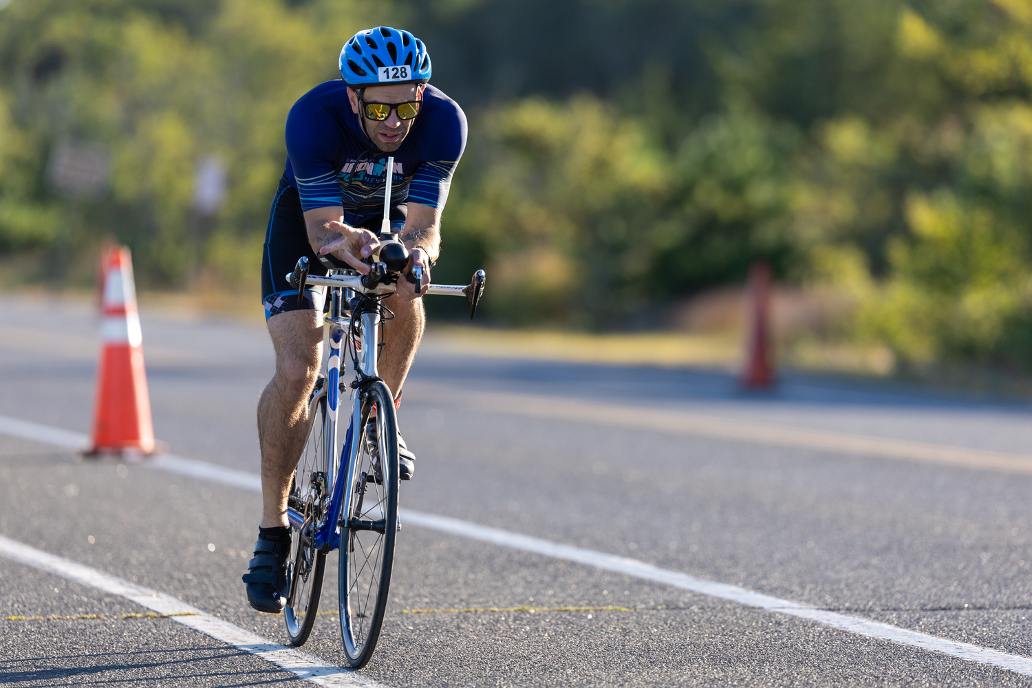 David Reed of Massapequa in the 23.8-mile bike ride of the triathlon. RON ESPOSITO