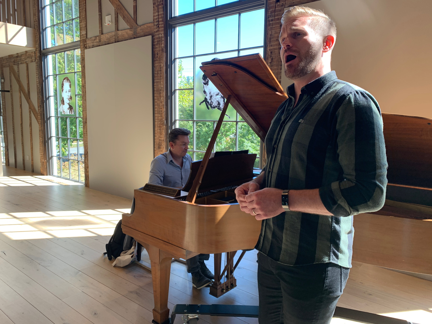 Music director Robert Tweten rehearsing with baritone Jarrett Ott in advance of the 2022 Sag Harbor Song Festival. ANNETTE HINKLE