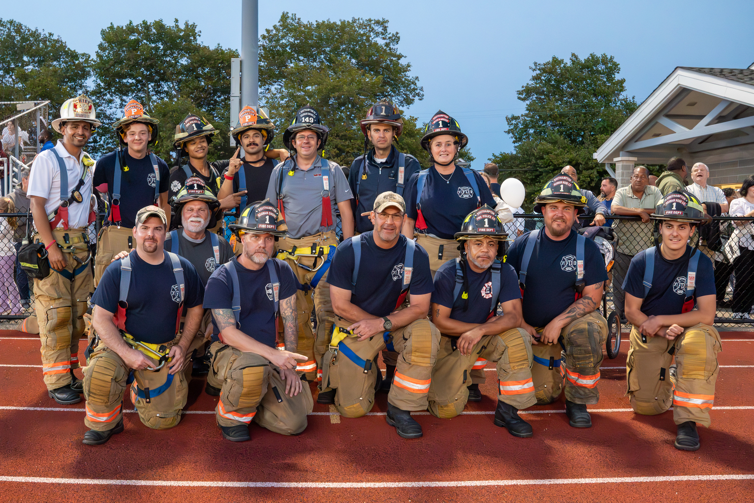 Southampton firefighters and additional first responders and EMTs were honored at halftime of Friday night's homecoming game.  SOUTHAMPTON SCHOOL DISTRICT/RON ESPOSITO