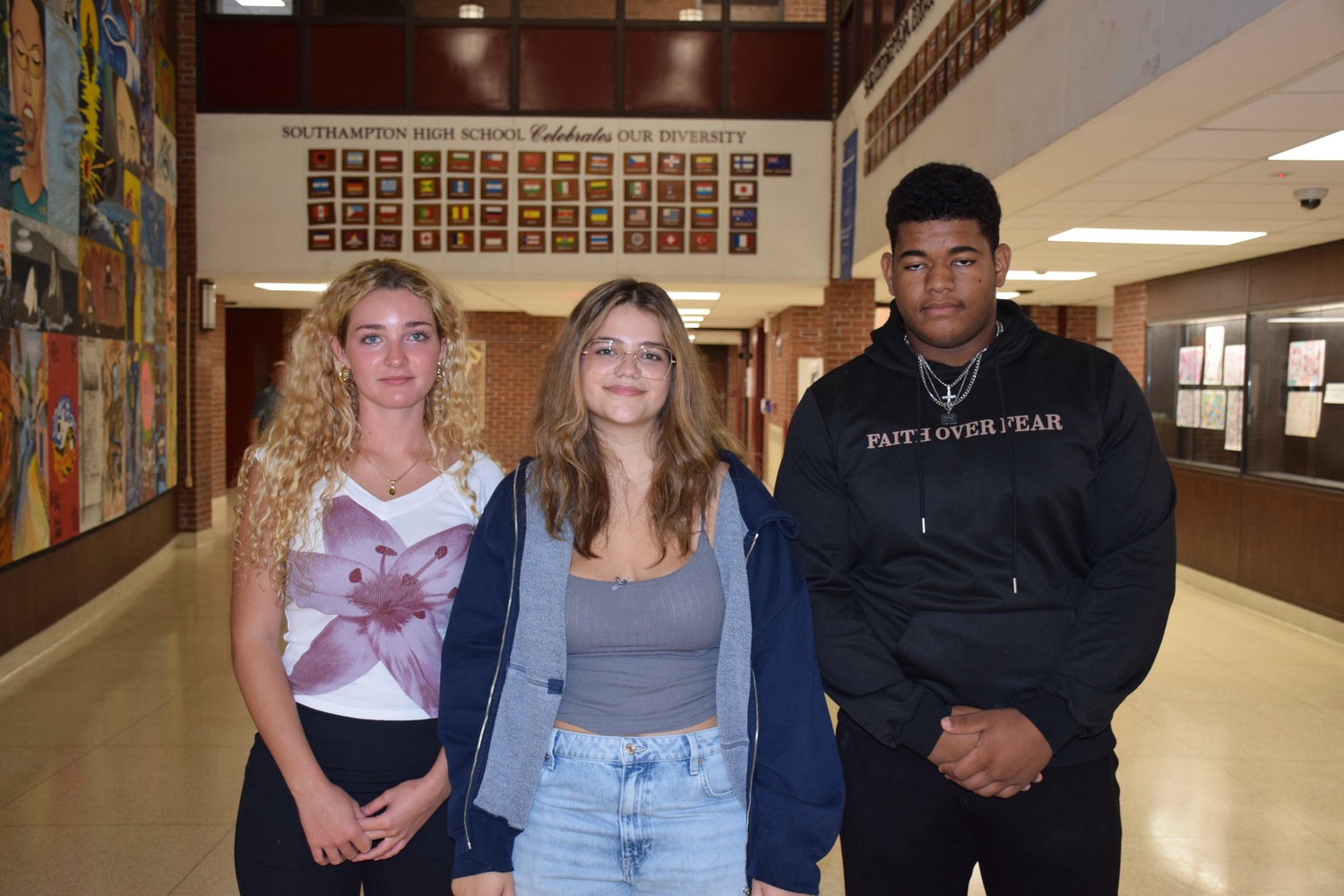 three Southampton High School students Charlotte Arnzen, Isabel Fino-Morfogen and Jackson Garcia Rivera, will perform in the 2024 All-County Music Festival. COURTESY SOUTHAMPTON SCHOOL DISTRICT