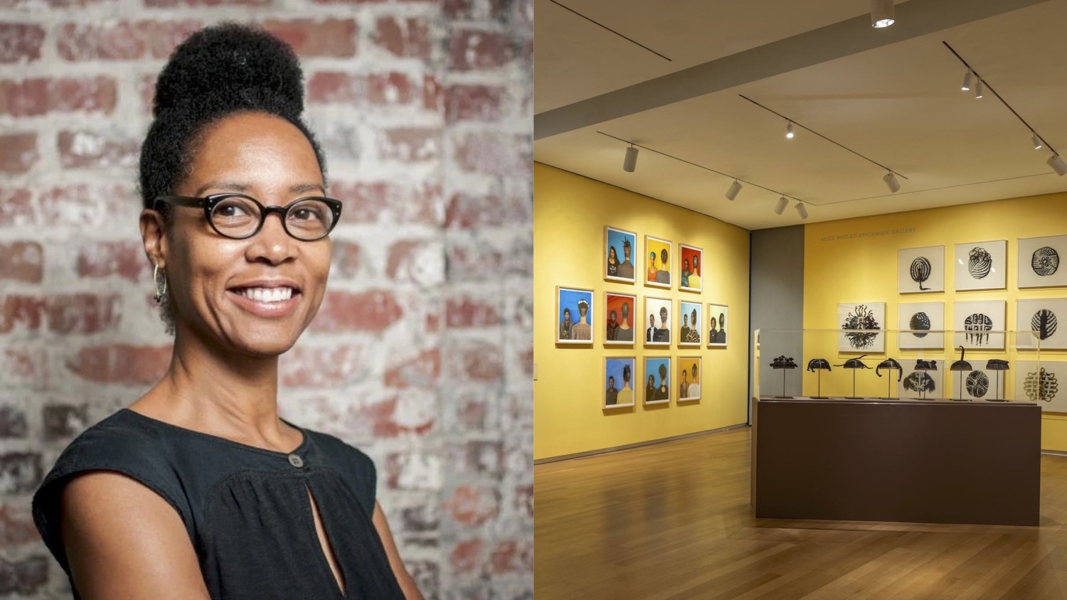 Sonya Clark and a view of the exhibition, 