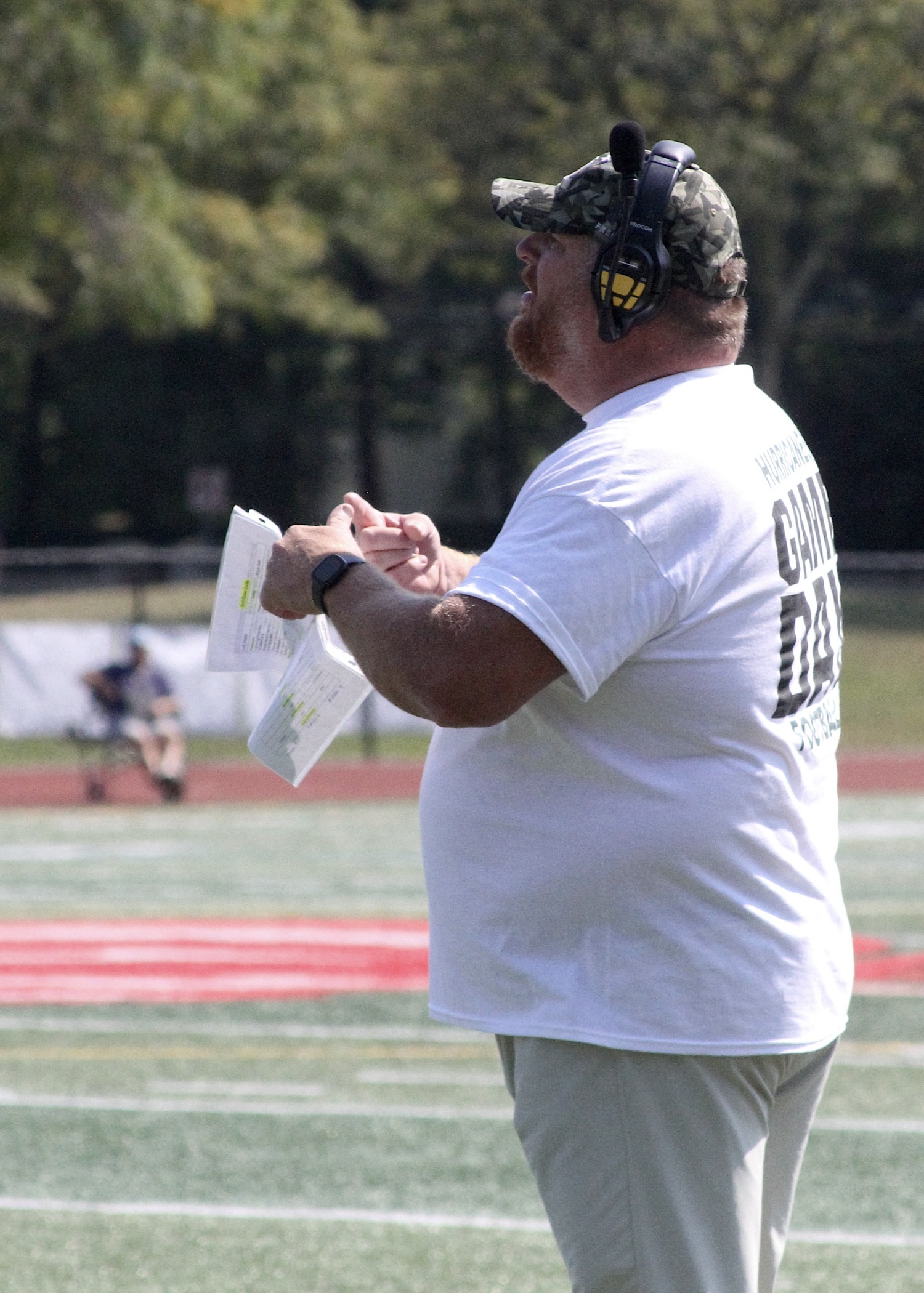 Head coach Bryan Schaumloffel calls a play. DESIRÉE KEEGAN