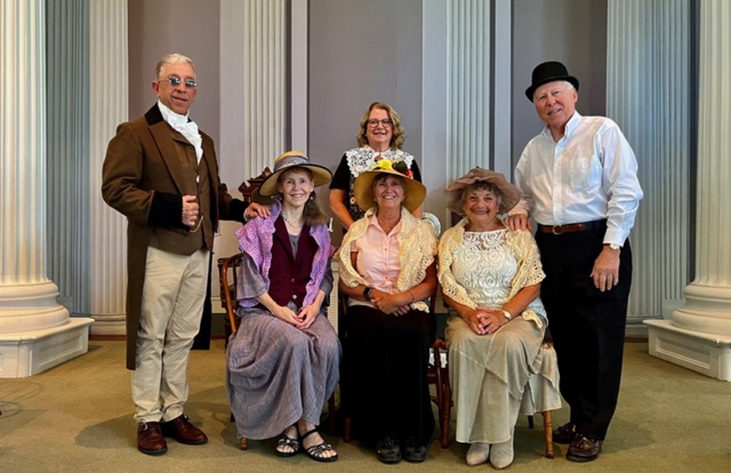 Old Whalers’ Church joined the HarborFest with a church tour, an organ demonstration, and an 1844 like service with local folks dressing up and participating in a historic telling of the churches history. From left, David Cummings, Bonnie Lowe Wingate Jackson, Bethany Deyermon, Deanna Lattanzio, Jack Youngs, and, in back, Nancy Remkus. COURTESY OLD WHALERS' CHURCH