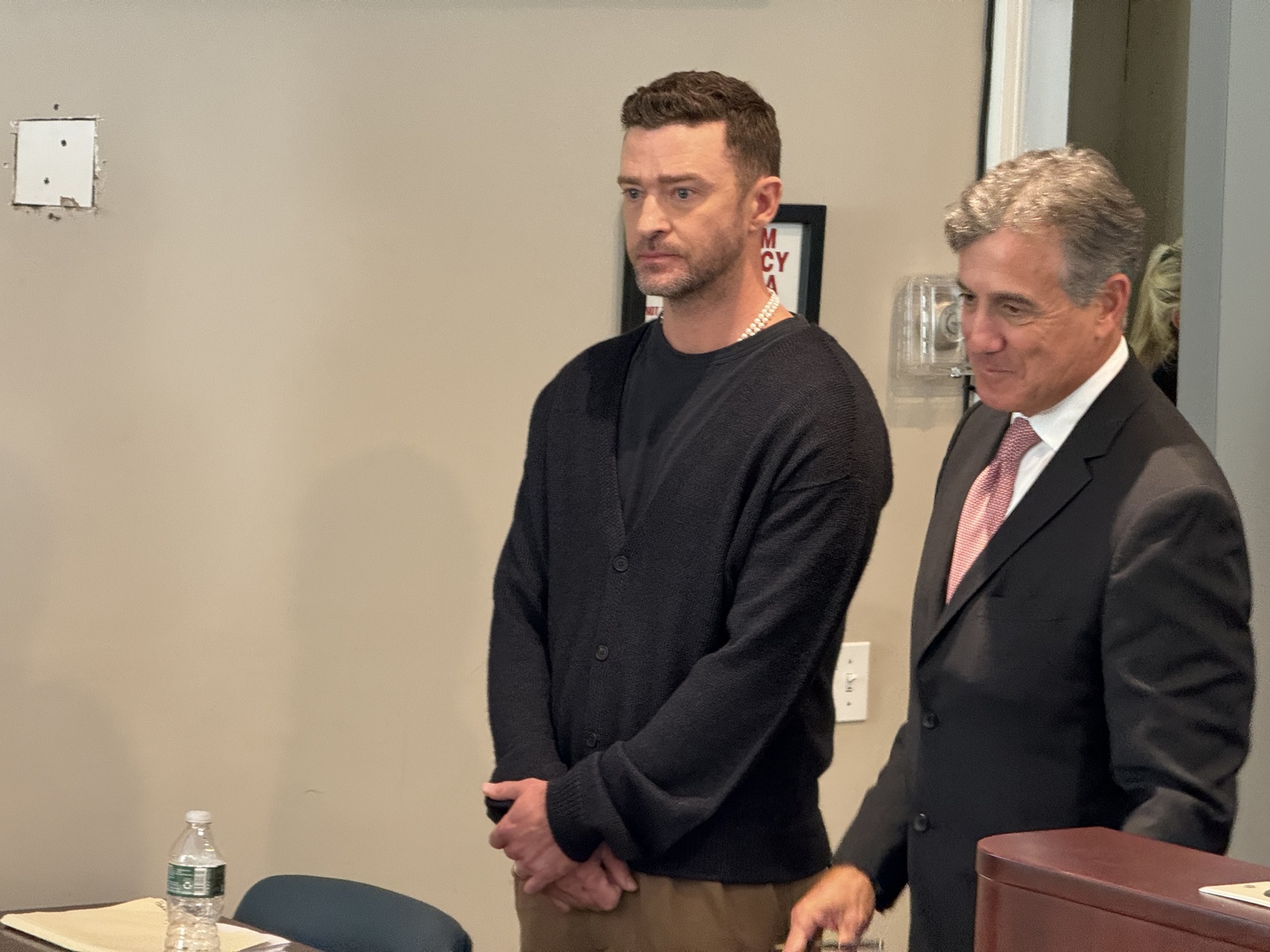 Justin Timberlake in Sag Harbor Village Justice Court on Friday, where he pleaded guilty on Friday to a violation, resolving a case that had involved a charge of driving while intoxicated.  T.E. McMORROW