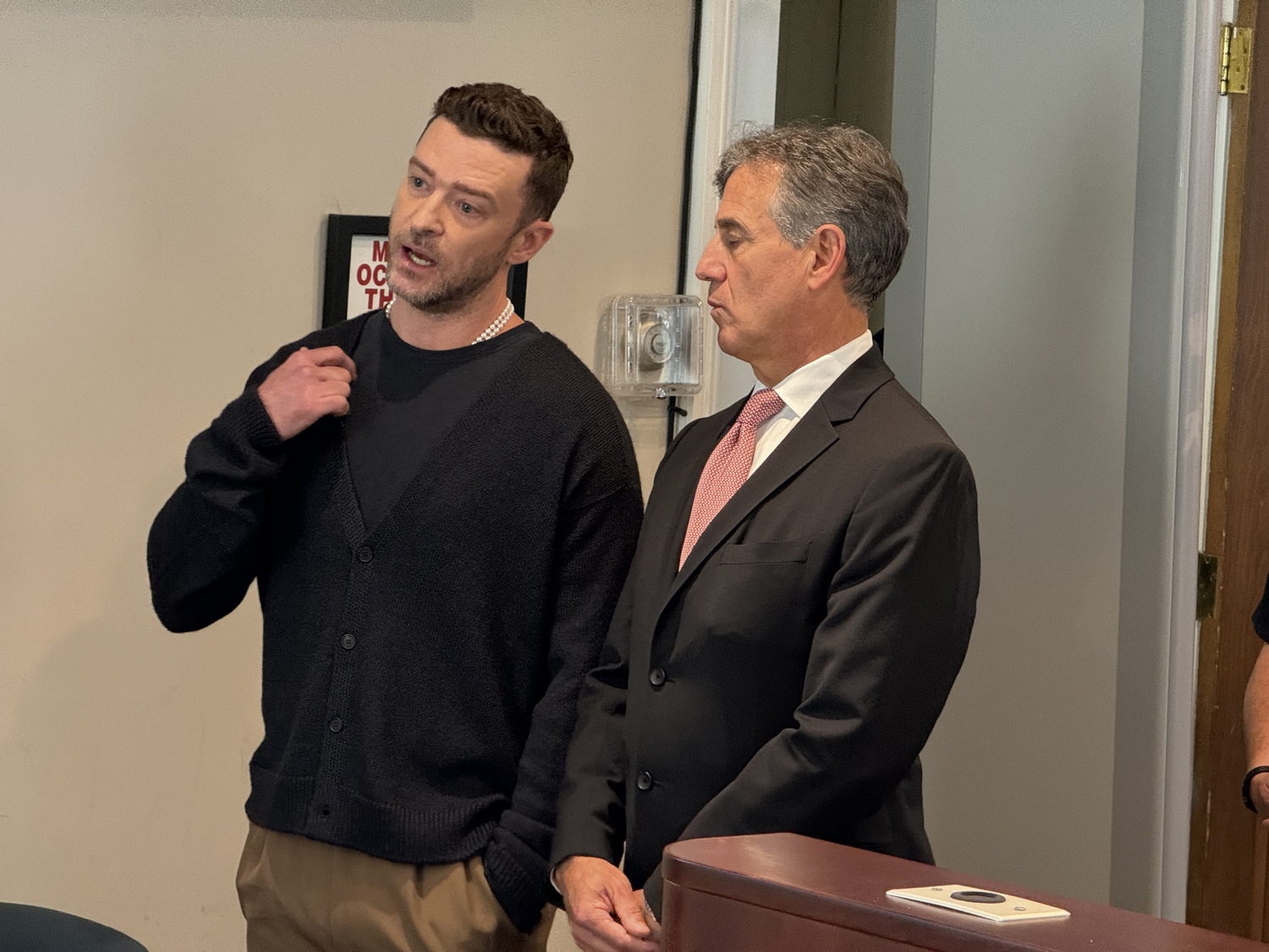 Justin Timberlake in Sag Harbor Village Justice Court on Friday, where he pleaded guilty to a violation, resolving a case that had involved a charge of driving while intoxicated.  T.E. McMORROW