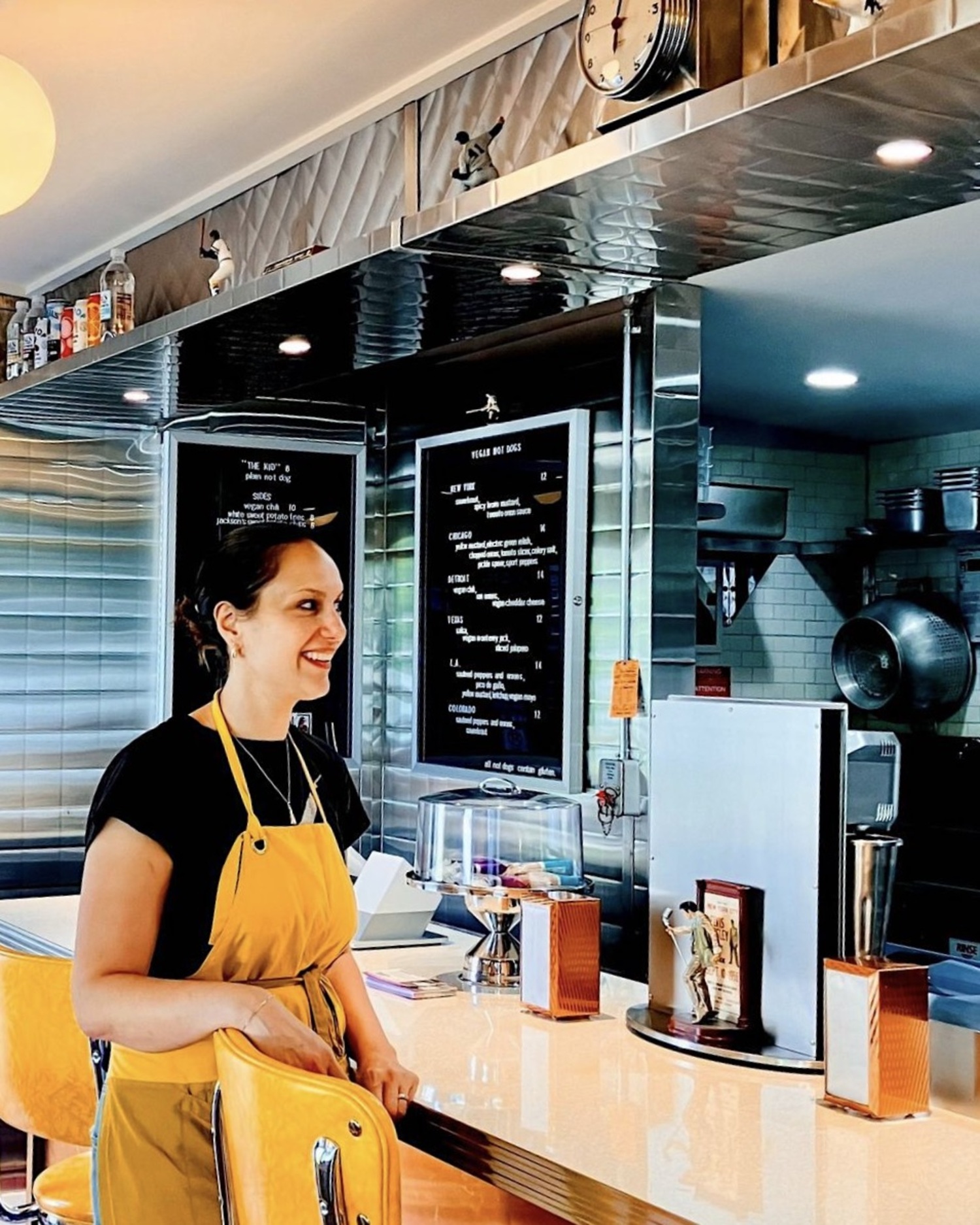 Nikki Glick inside her eatery on Division Street in Sag Harbor. NIKKI'S NOT DOG STAND