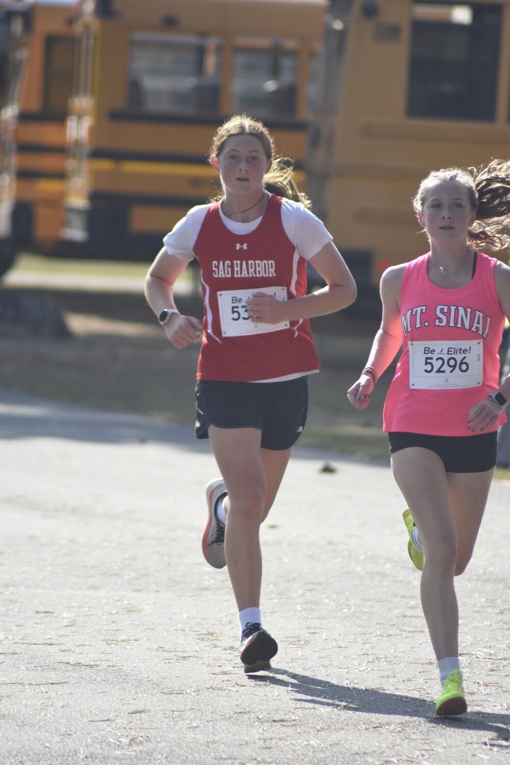 Pierson freshman Josephine Mott in the varsity 'B' race on Saturday.   DREW BUDD