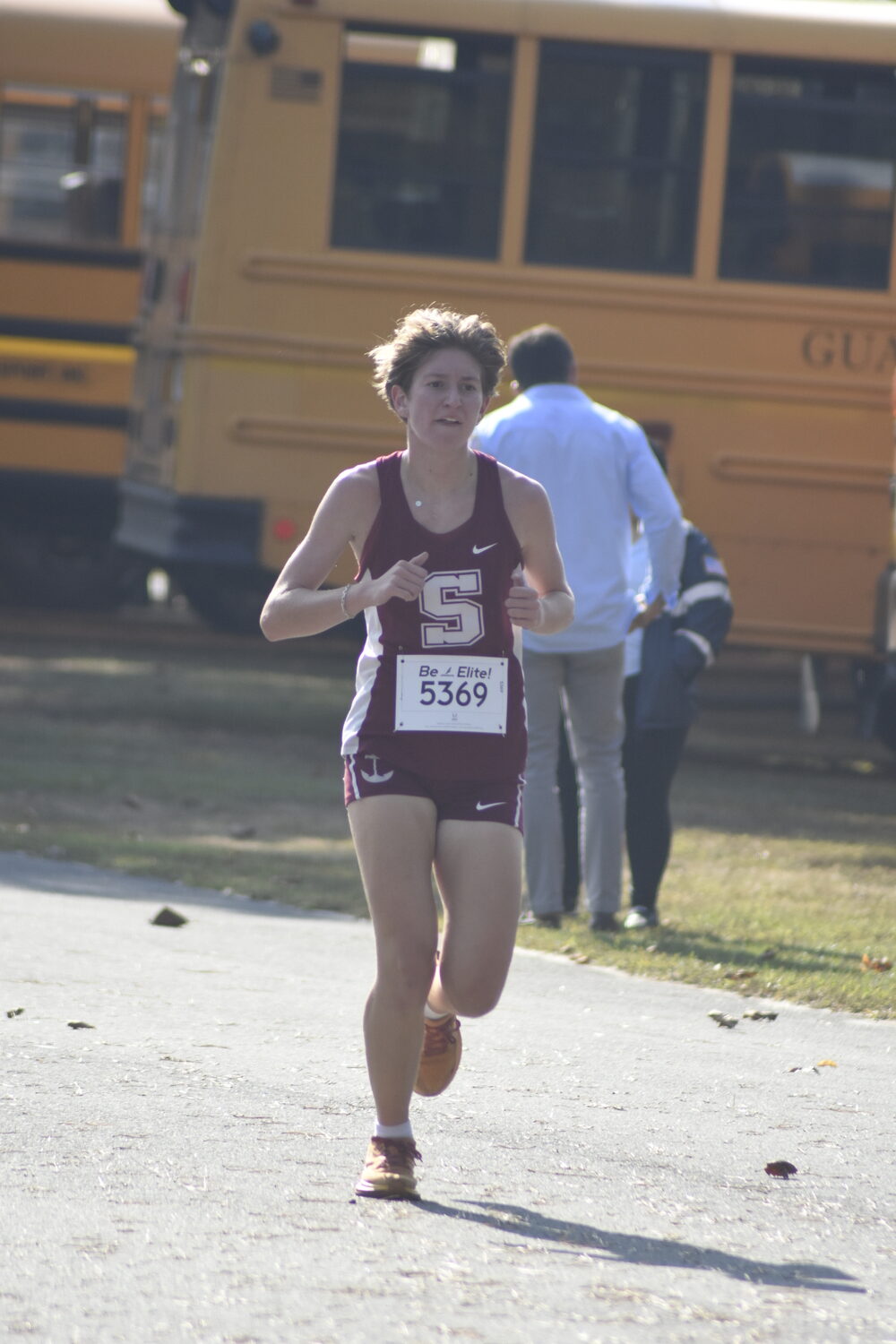 Southampton senior Lili Telvi in the girls varsity 'B' race on Saturday.  DREW BUDD