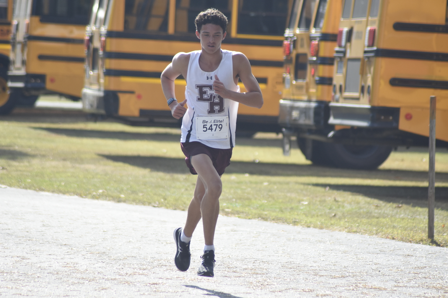 East Hampton junior Liam Knight in the boys varsity 'B' race on Saturday.   DREW BUDD