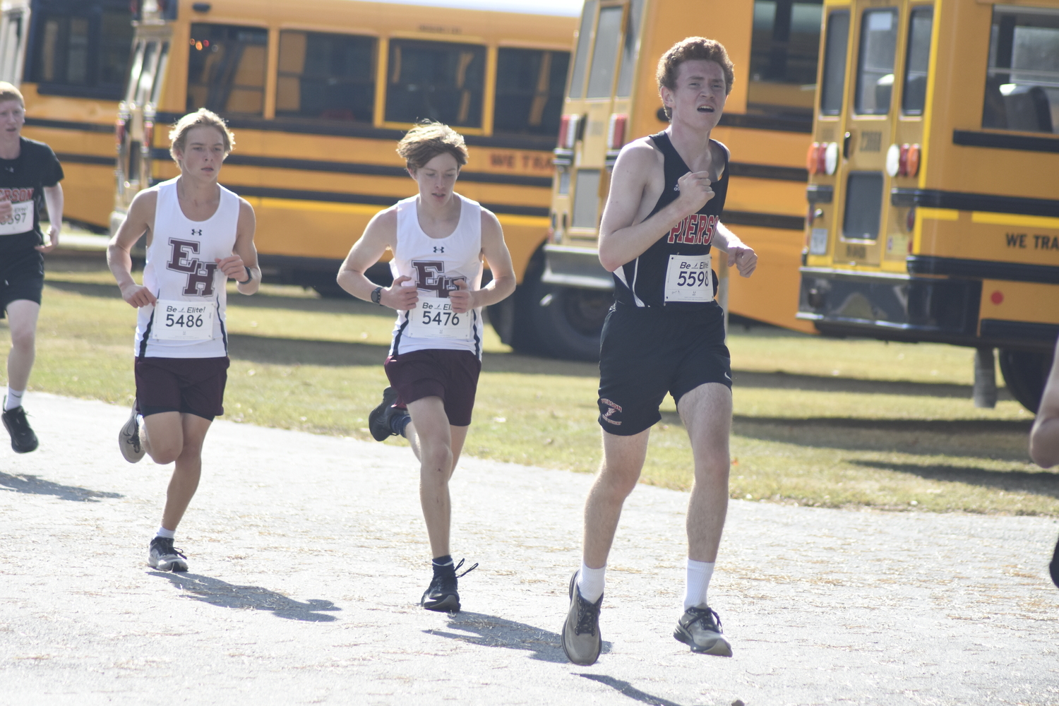 Pierson senior David Kriegsman leads a pack of runner.   DREW BUDD