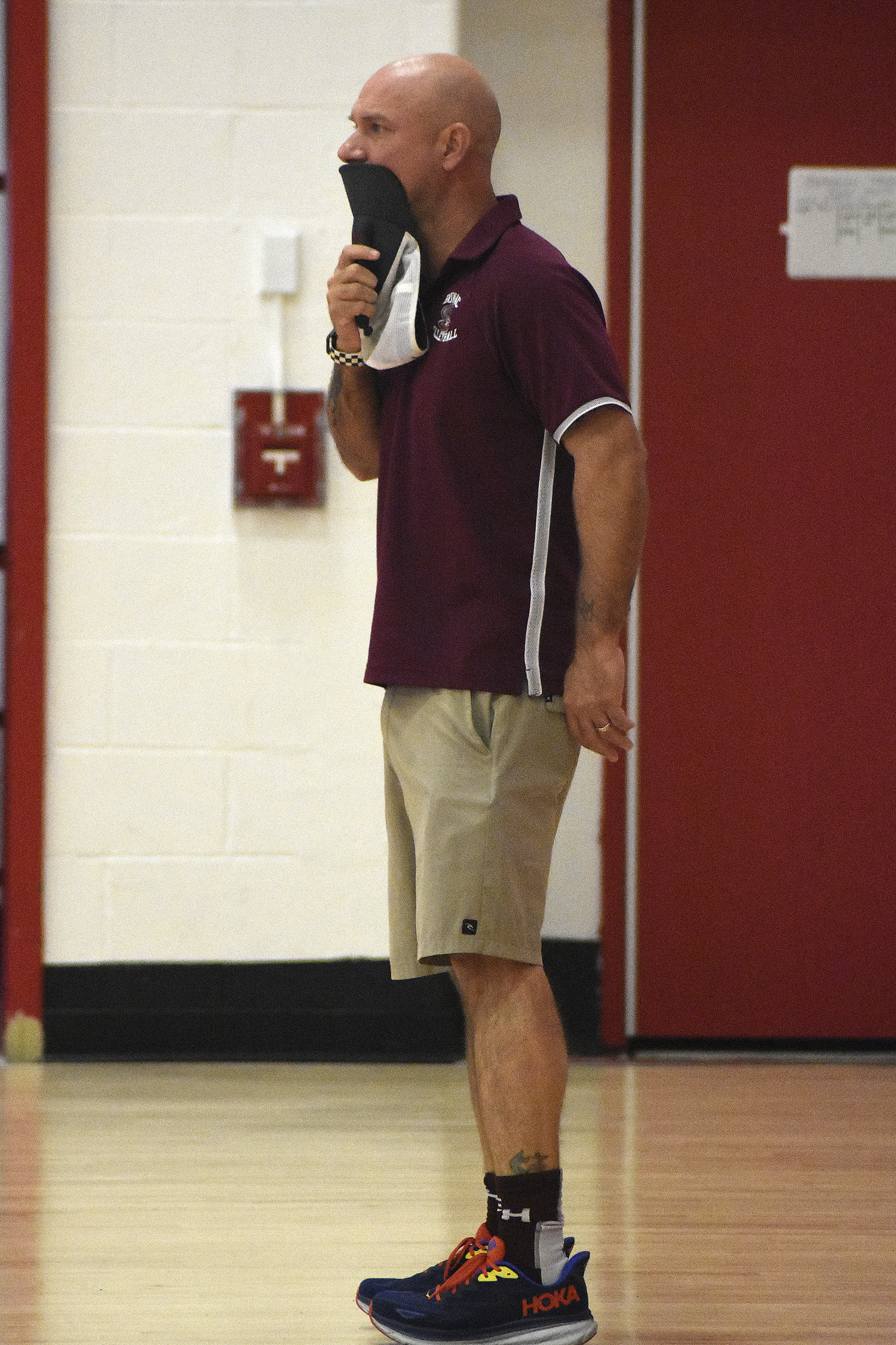 East Hampton head coach Josh Brussell looked nervous at various points through Saturday's match, but he clarified afterwards it was more about letting his players play.  DREW BUDD