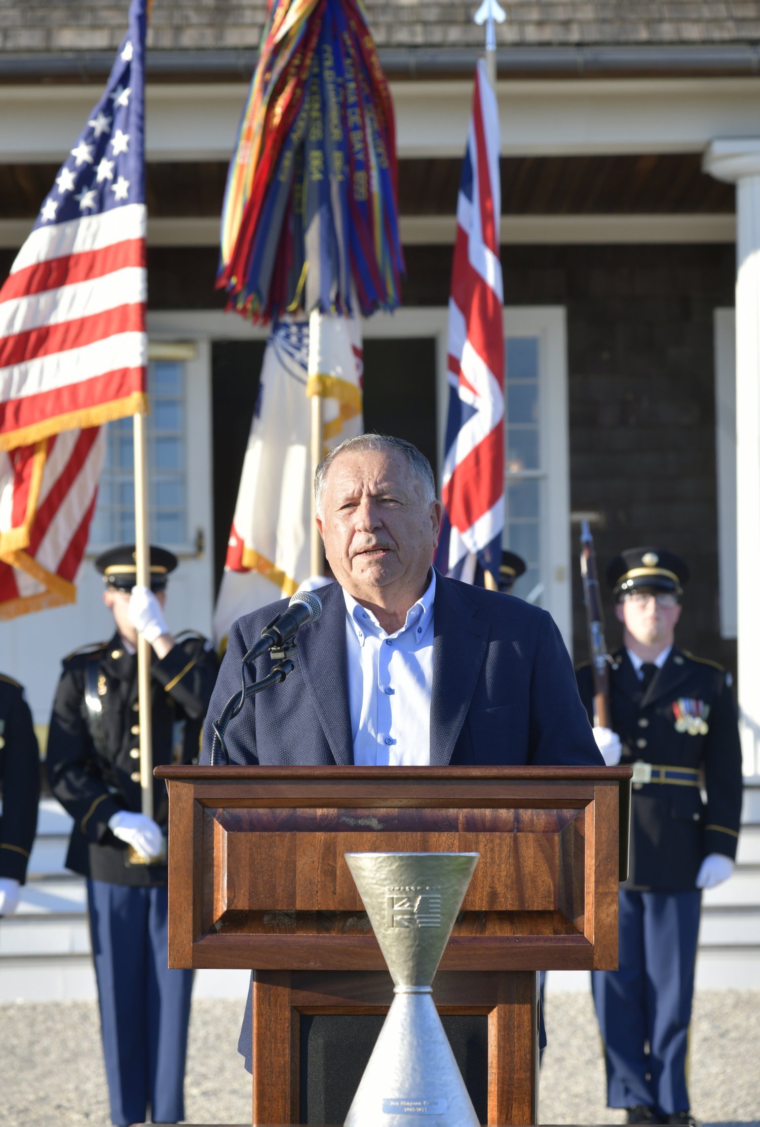 John Simpson addresses the crowd at the opening ceremony on Sunday evening.  DANA SHAW