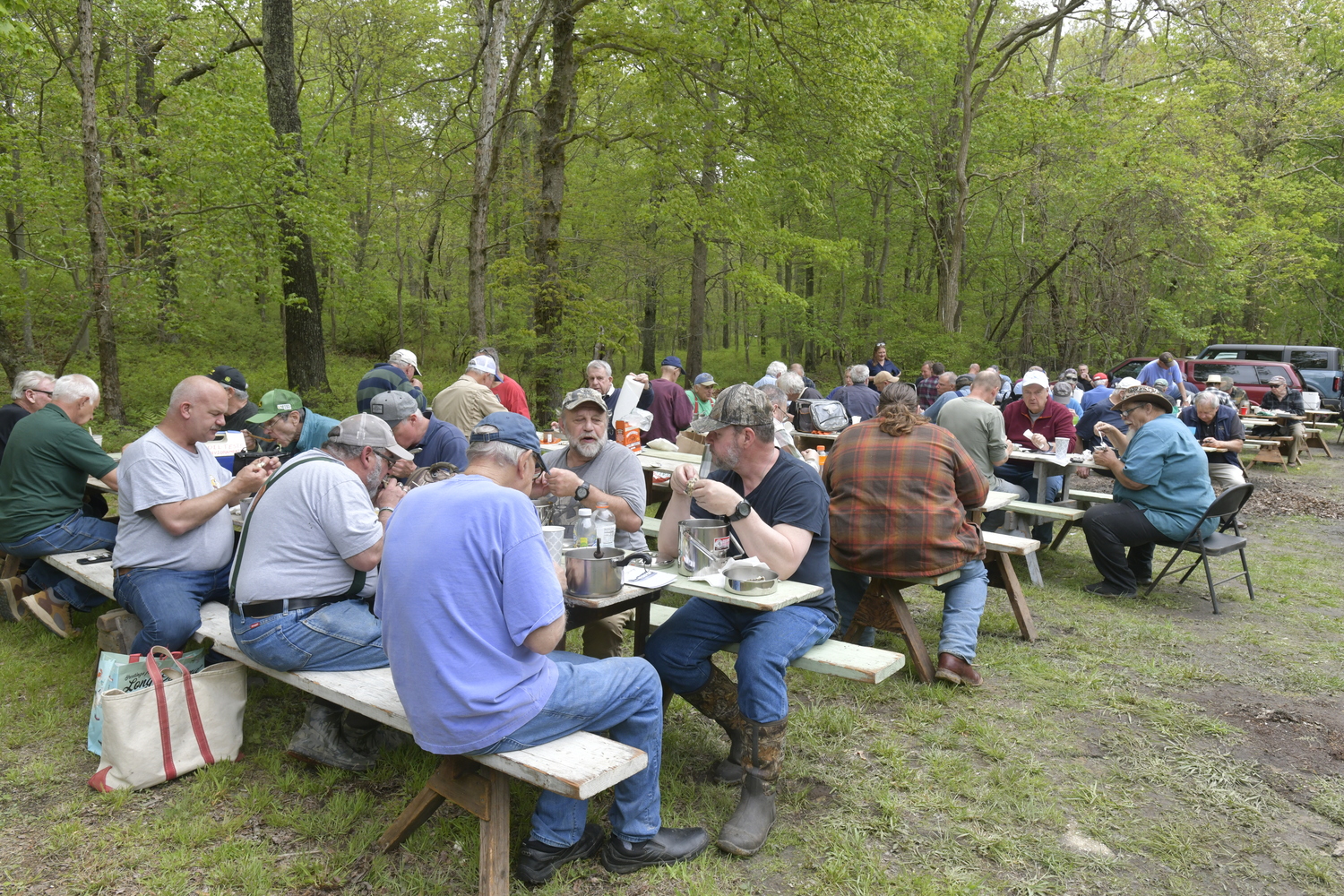 Members of the  Hunters Garden Association gather in May. DANA SHAW