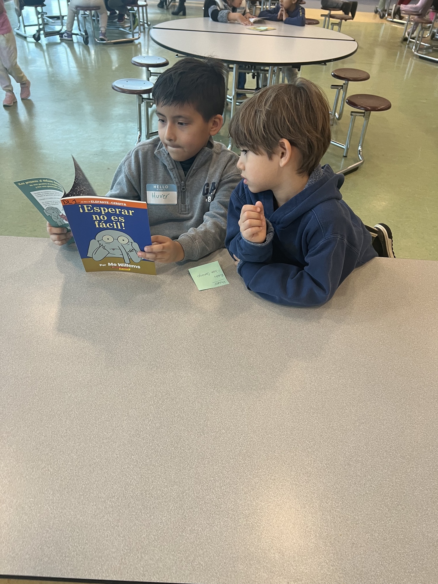 Huver Calderon and Juan Camargo, students at John M. Marshall Elementary School, work together in the East Hampton district's dual language program. COURTESY KAREN KUNETH