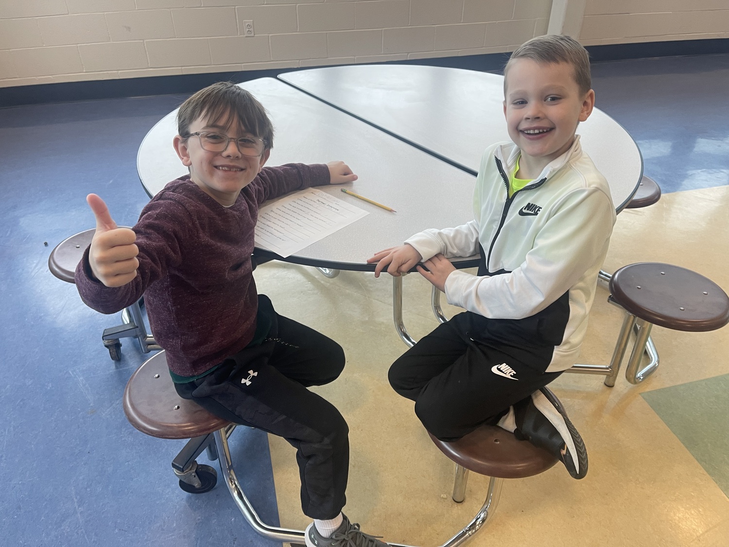 Daniel Beyel and Shane Dowd, students at John M. Marshall Elementary School, work together in the East Hampton district's dual language program. COURTESY KAREN KUNETH