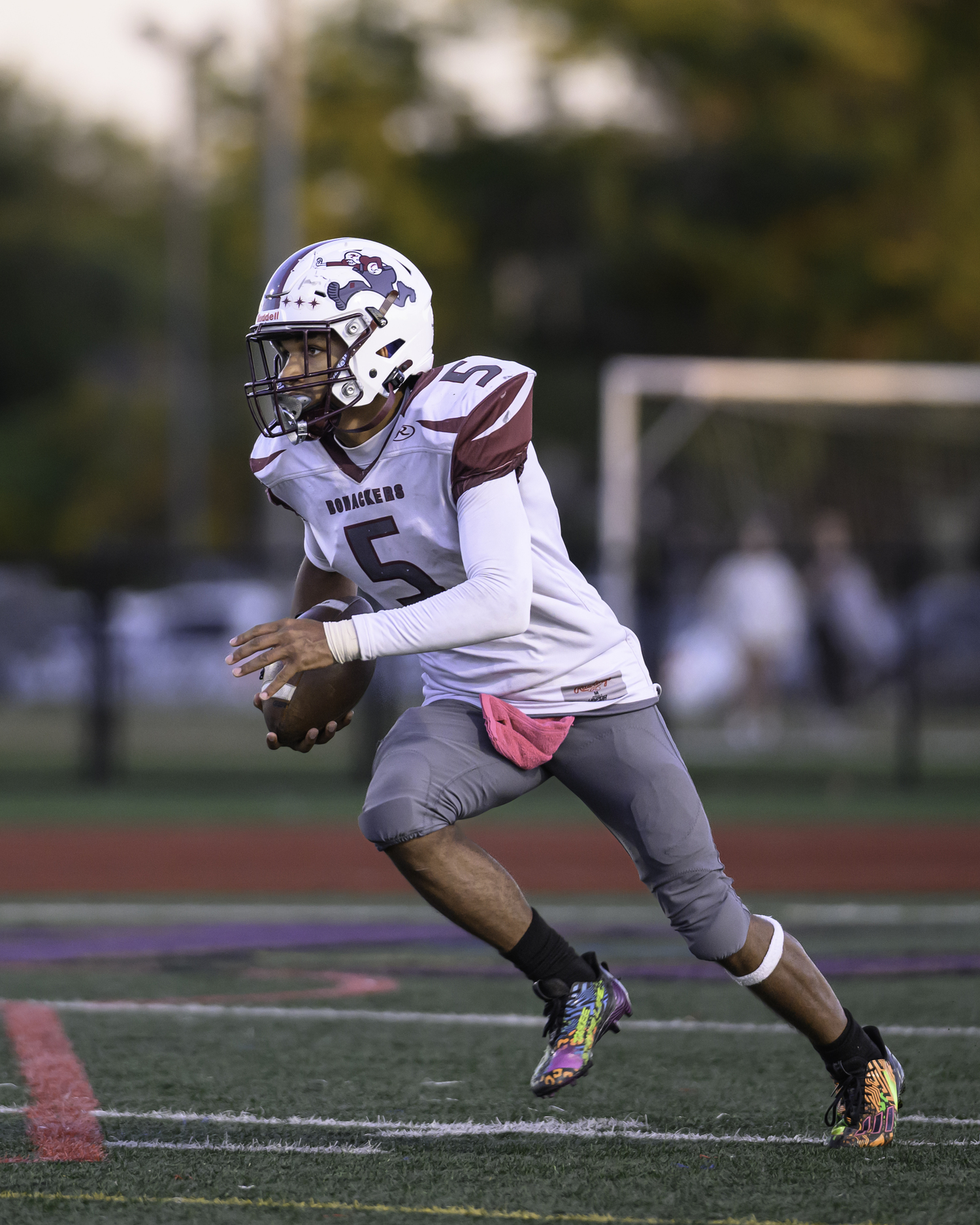 Jai Feaster returns the ball during a kickoff.   MARIANNE BARNETT