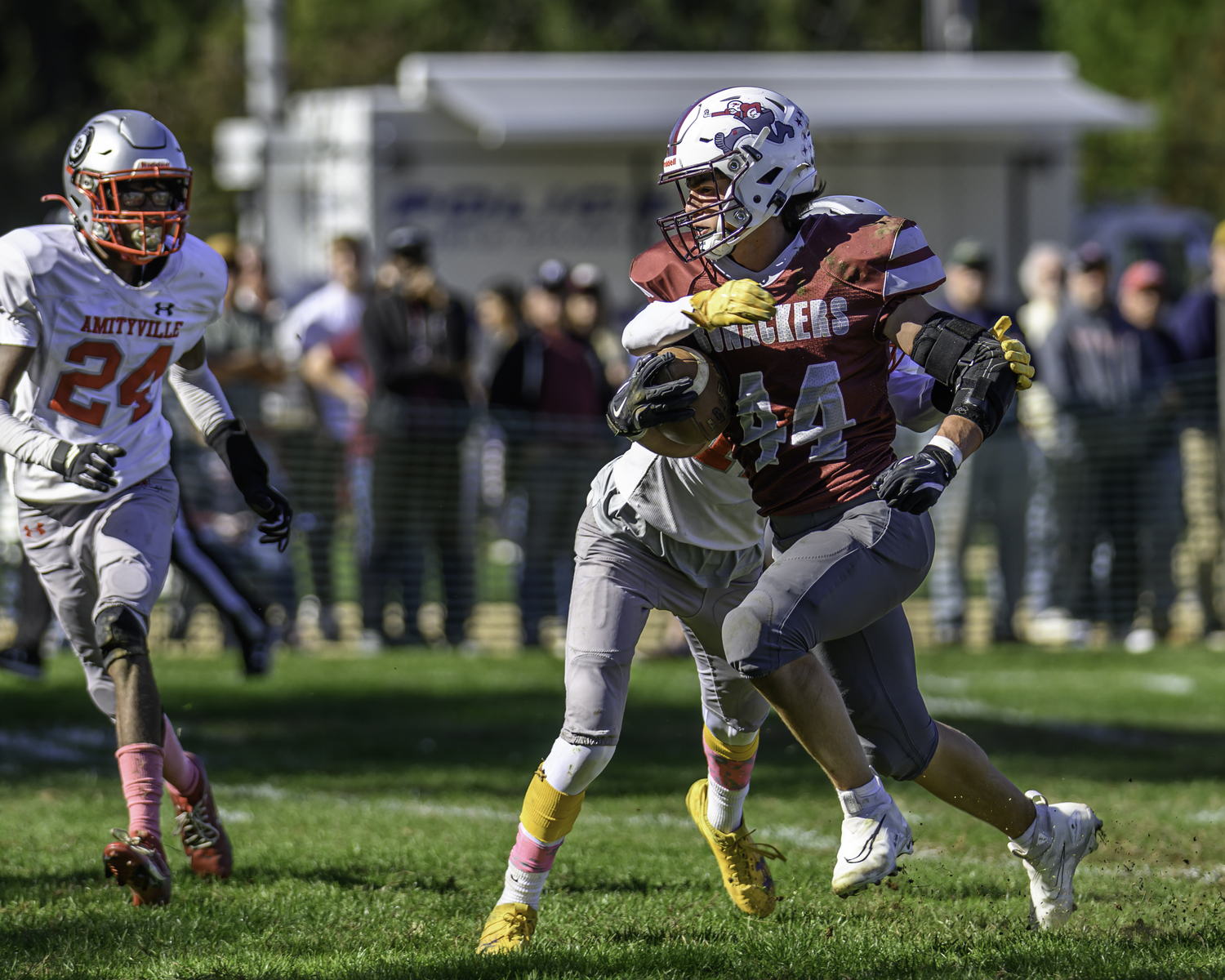 East Hampton sophomore Jackson Ronick carries the ball.  MARIANNE BARNETT