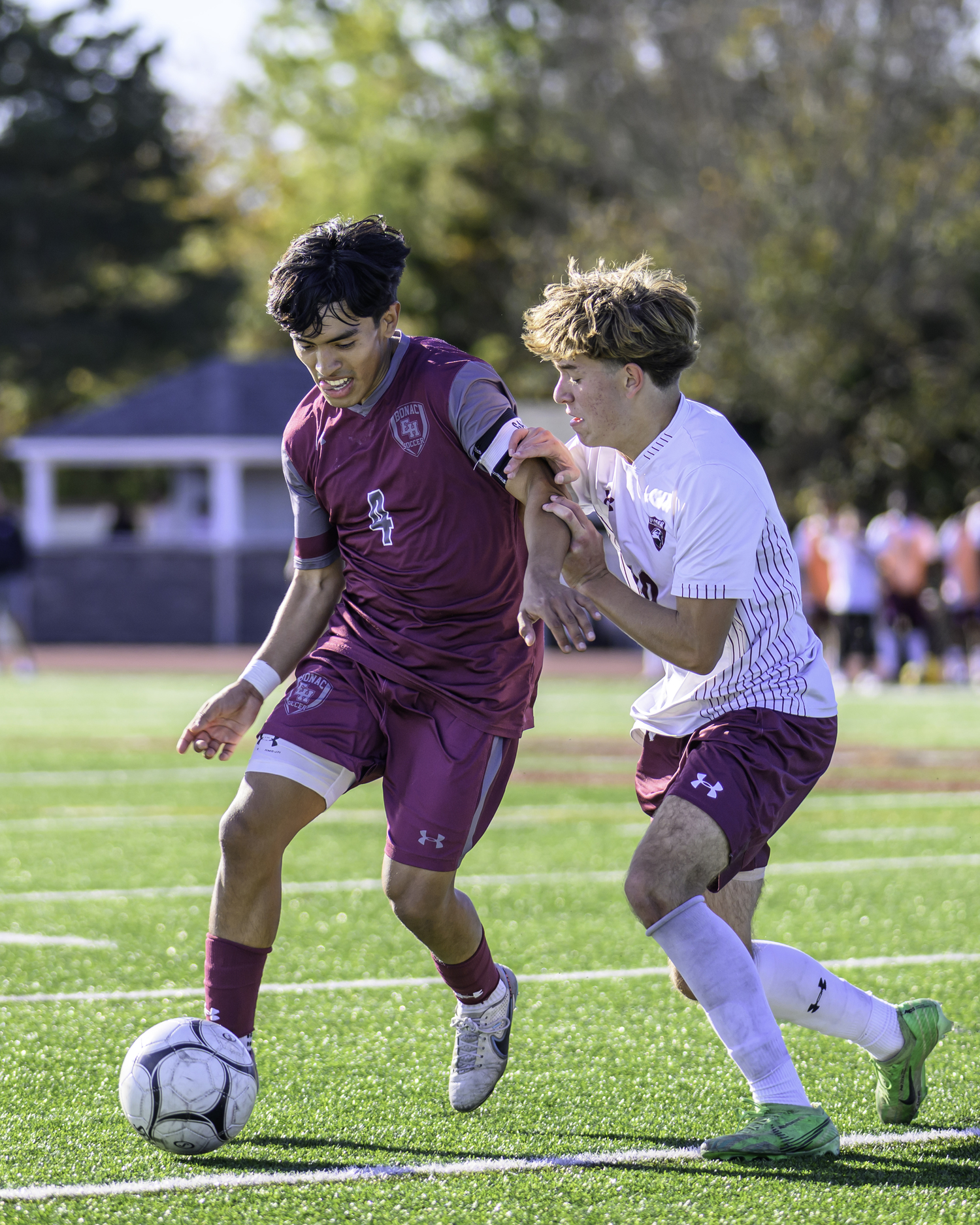 East Hampton senior Jonathan Armijos pushes the action in the game's waning minutes.   MARIANNE BARNETT