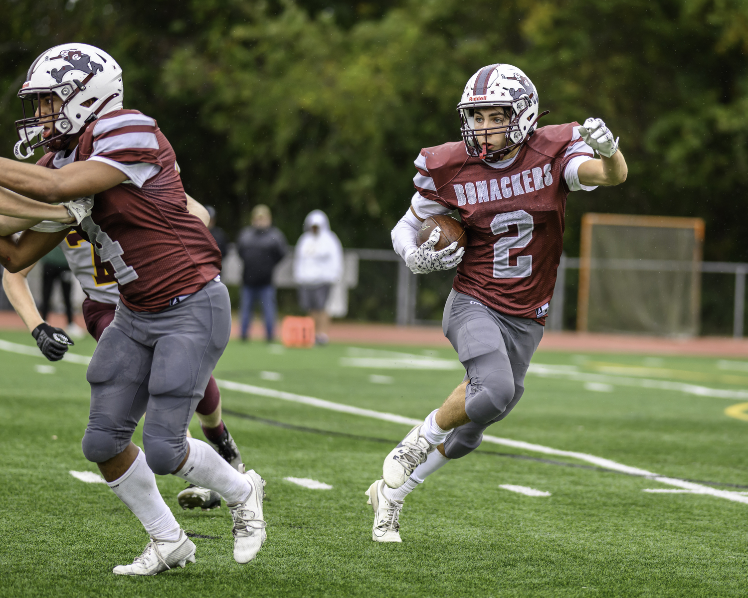 Pierson senior Henry Butler gets a block from Bridgehampton junior Alex Davis.   MARIANNE BARNETT