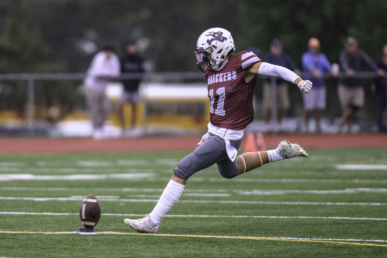 East Hampton's Manny Morales took care of kicking duties on Saturday and was more successful than not on my extra-point attempts.   MARIANNE BARNETT