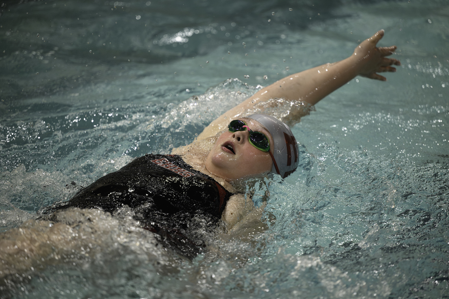 Pierson eighth-grader Kate Deleski in the 100-yard backstroke. MARIANNE BARNETT