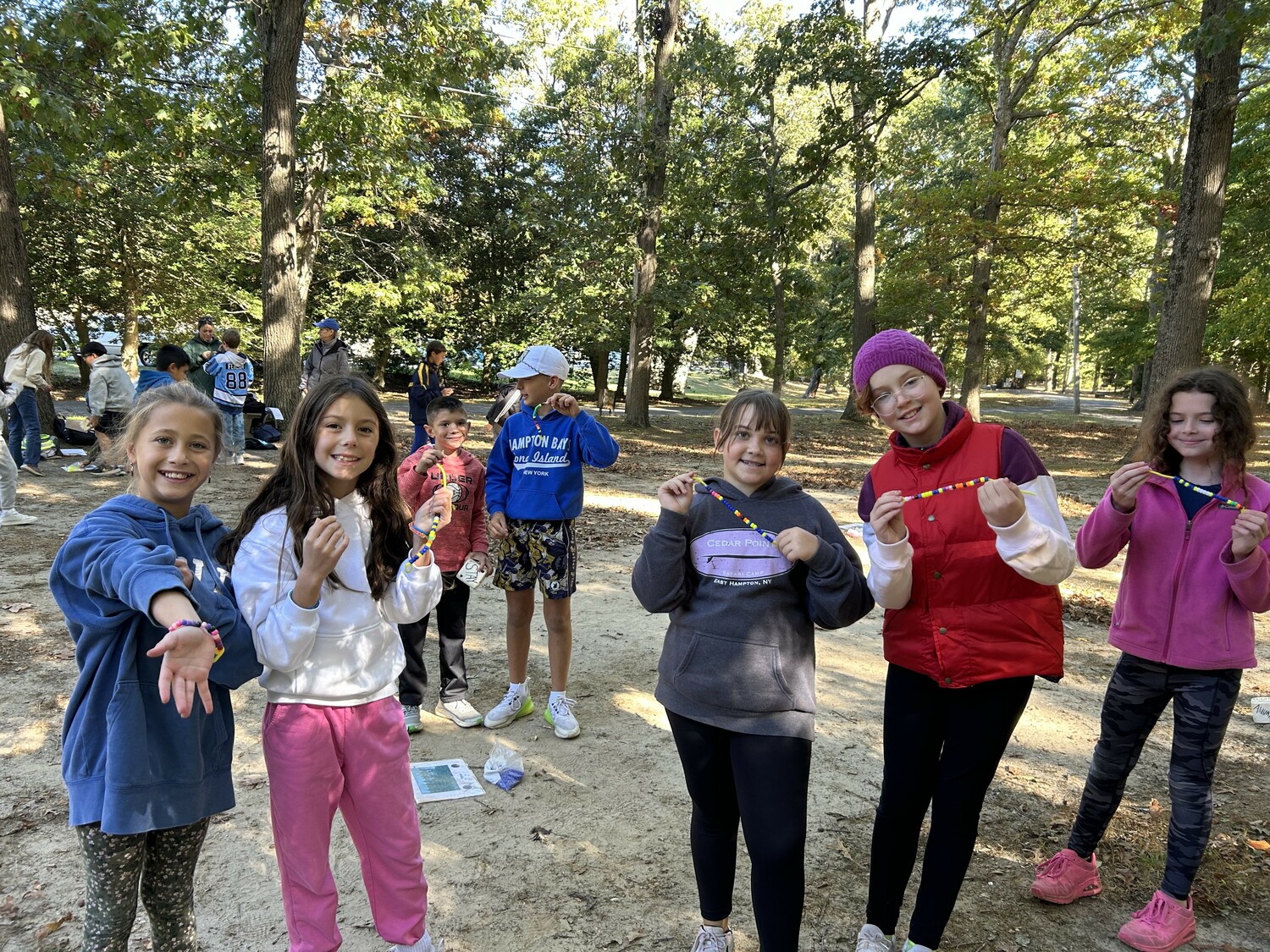 East Quogue School fifth graders recently took an educational field trip to Wildwood State Park, which overlooks the Long Island Sound. On the trip, students visited stations provided by the park service, hiked the trails and learned about abiotic and biotic relationships. The students also learned about erosion and the water cycle. COURTESY EAST QUOGUE SCHOOL DISTRICT