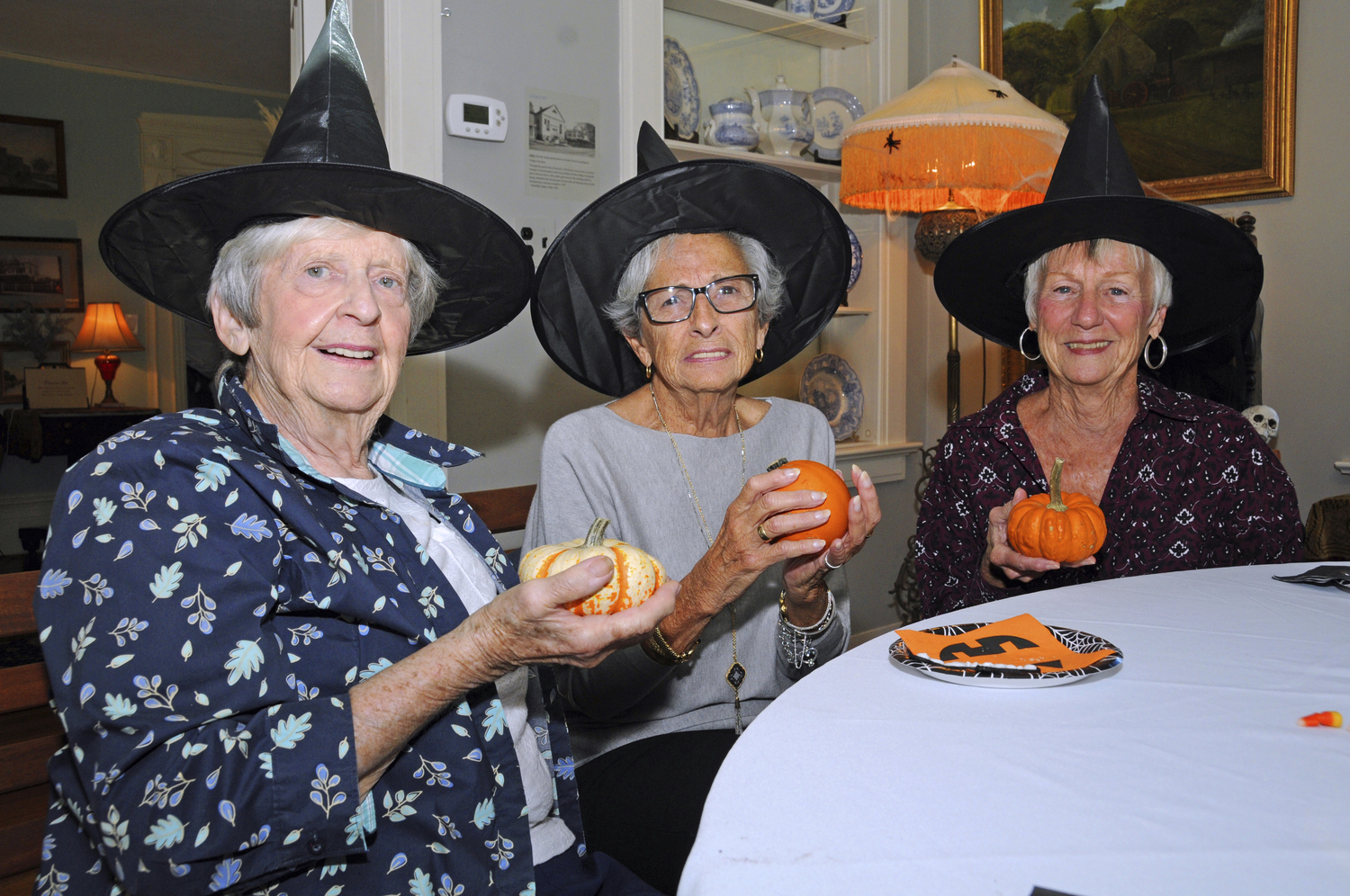 Judy Johnson, Jeanette Jarzanbek and Barbara Albrecht at the Witches & Warlocks Party on October 8 at the Southampton History Museum.  RICHARD LEWIN