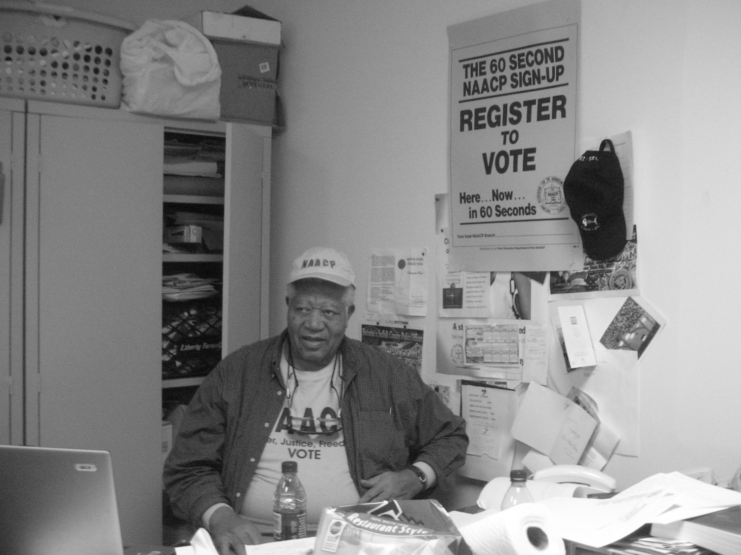 Lucius Ware makes calls on Election Day 2008 to make sure people got out to vote and to see if they needed a ride to the polls. COURTESY LISA VOTINO