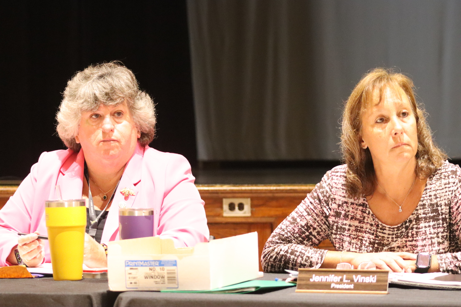 Bridgehampton School Superintendent Dr. Mary T. Kelly, left, and school board president Jen Vinski. CAILIN RILEY