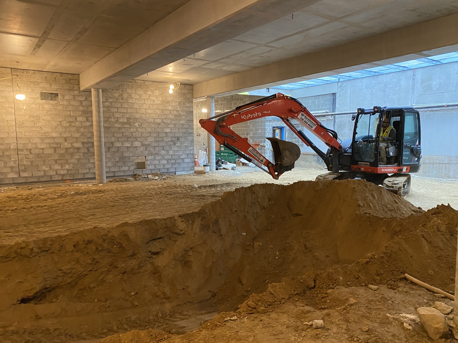 Excavation for the 25-yard lap pool at the Montauk Playhouse Community Center began on Monday. CHRISTOPHER WALSH