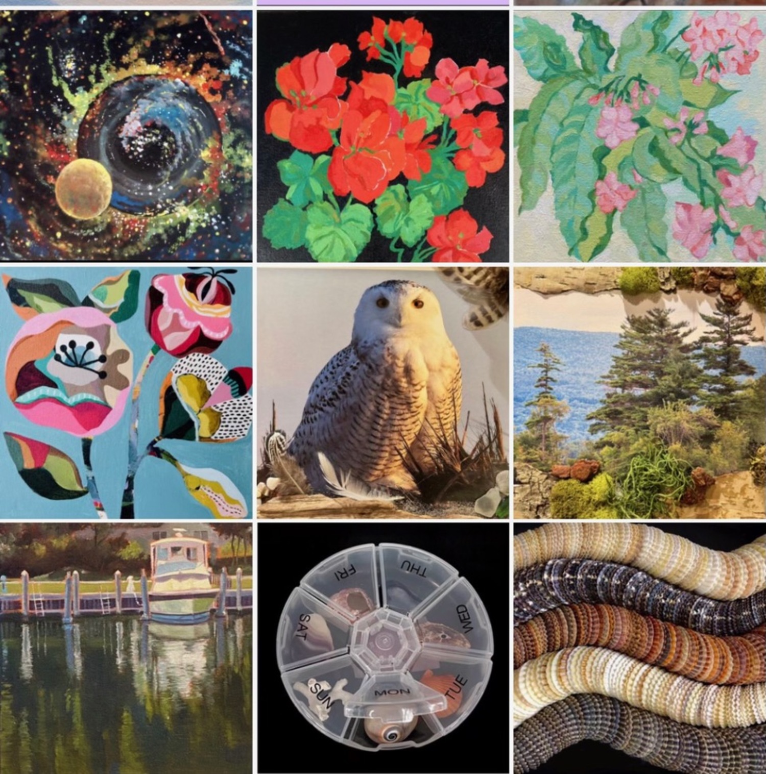 A selection of artwork by members of the Southampton Artists Association (SAA) which hosts a fundraising art exhibition at Southampton Cultural Center beginning October 26 to benefit Heart of the Hamptons. COURTESY THE ARTISTS