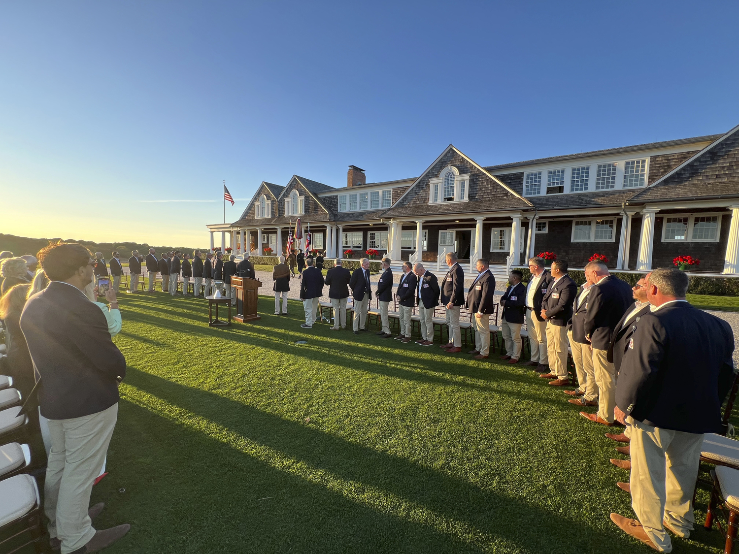 The opening ceremony for the Simpson Cup on Sunday evening at Shinnecock Hill Golf Club.  DANA SHAW