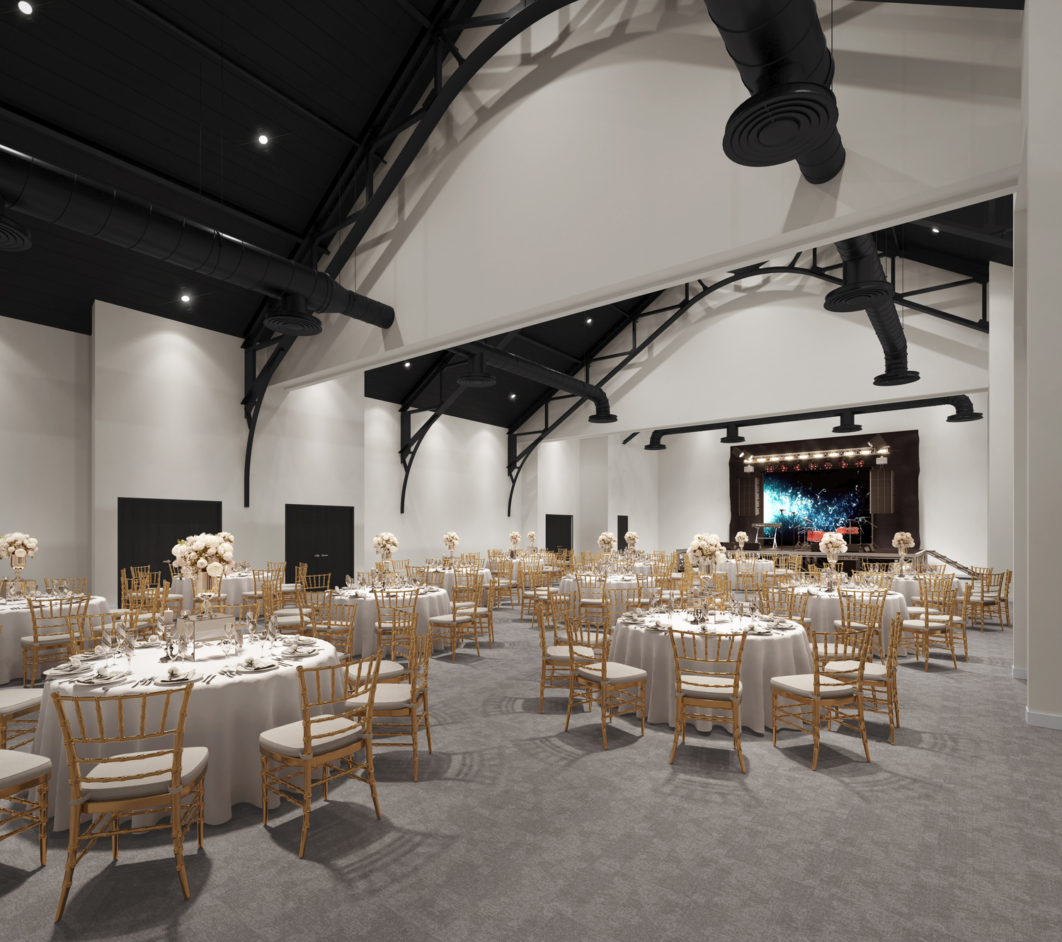 A rendering of the Montauk Playhouse Community Center's cultural center, which can be partitioned to create up to three discrete spaces. MONTAUK PLAYHOUSE COMMUNITY CENTER FOUNDATION