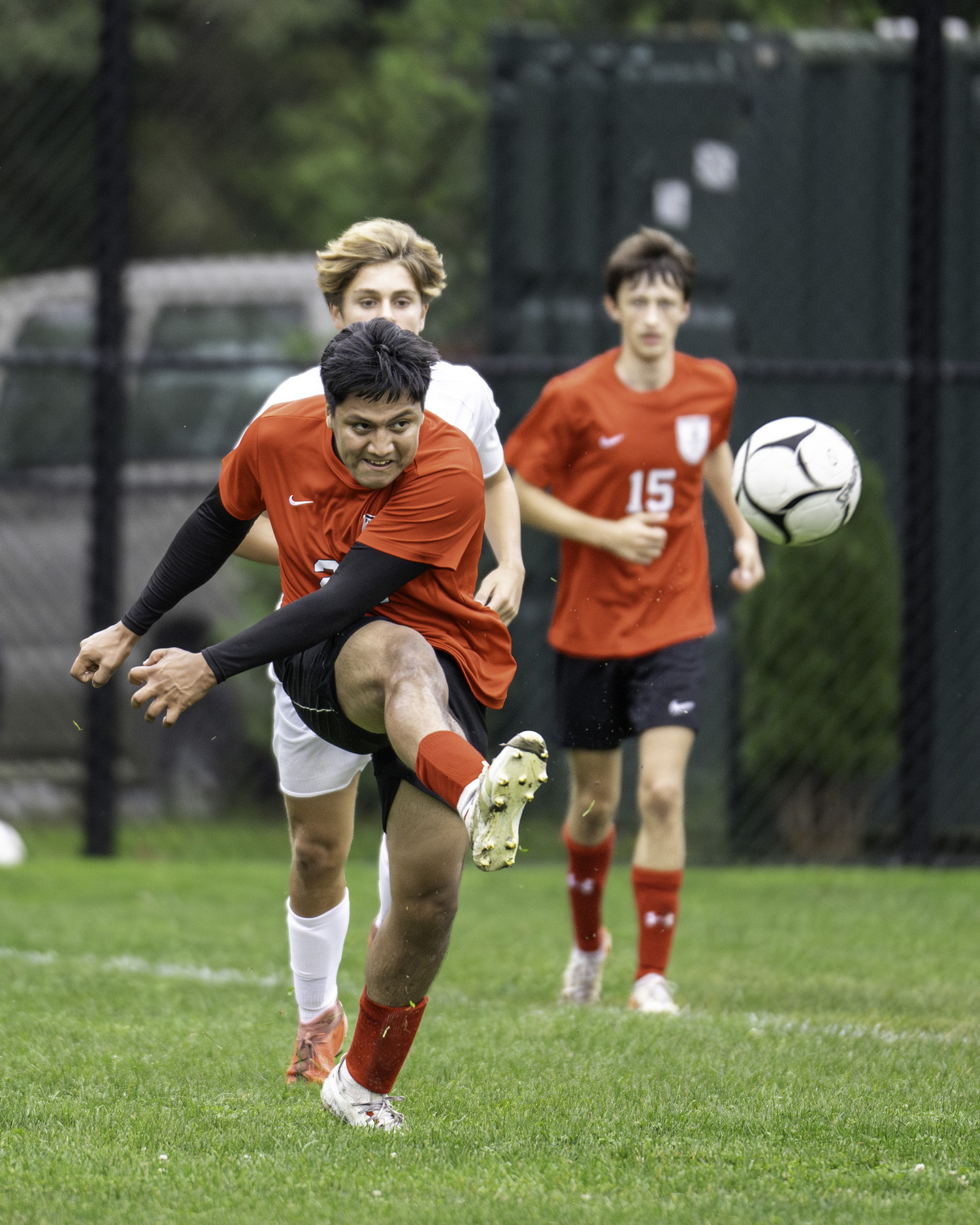 Allan Osorto clears the ball.  MARIANNE BARNETT