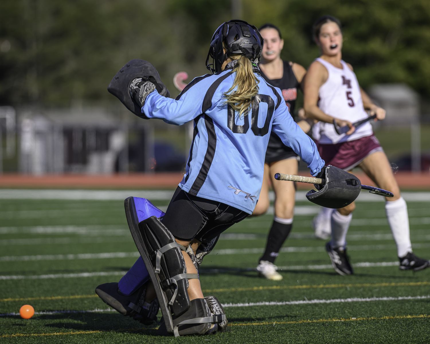 Pierson eighth-grader Sophia Perri kicks the ball out of her defensive zone.   MARIANNE BARNETT