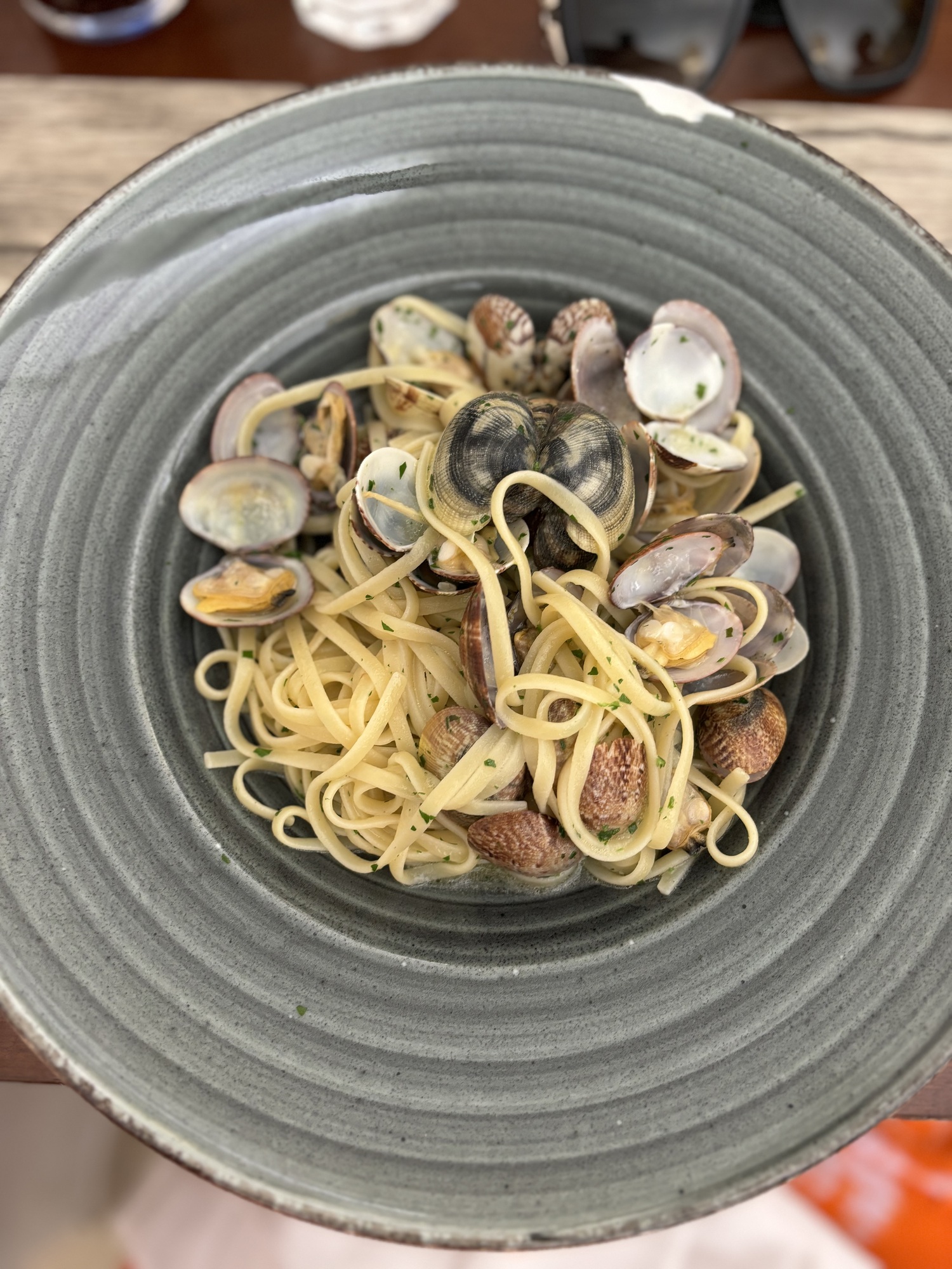 Linguine with tiny, perfect vongole.