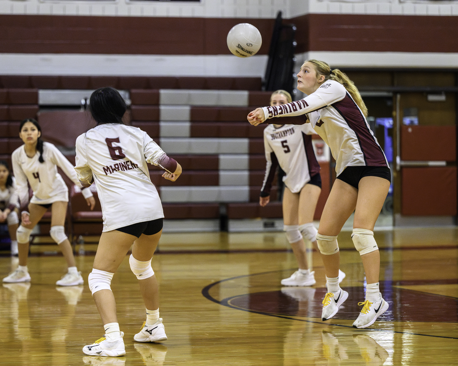 Senior setter and right side Haven Daley returns a serve. MARIANNE BARNETT