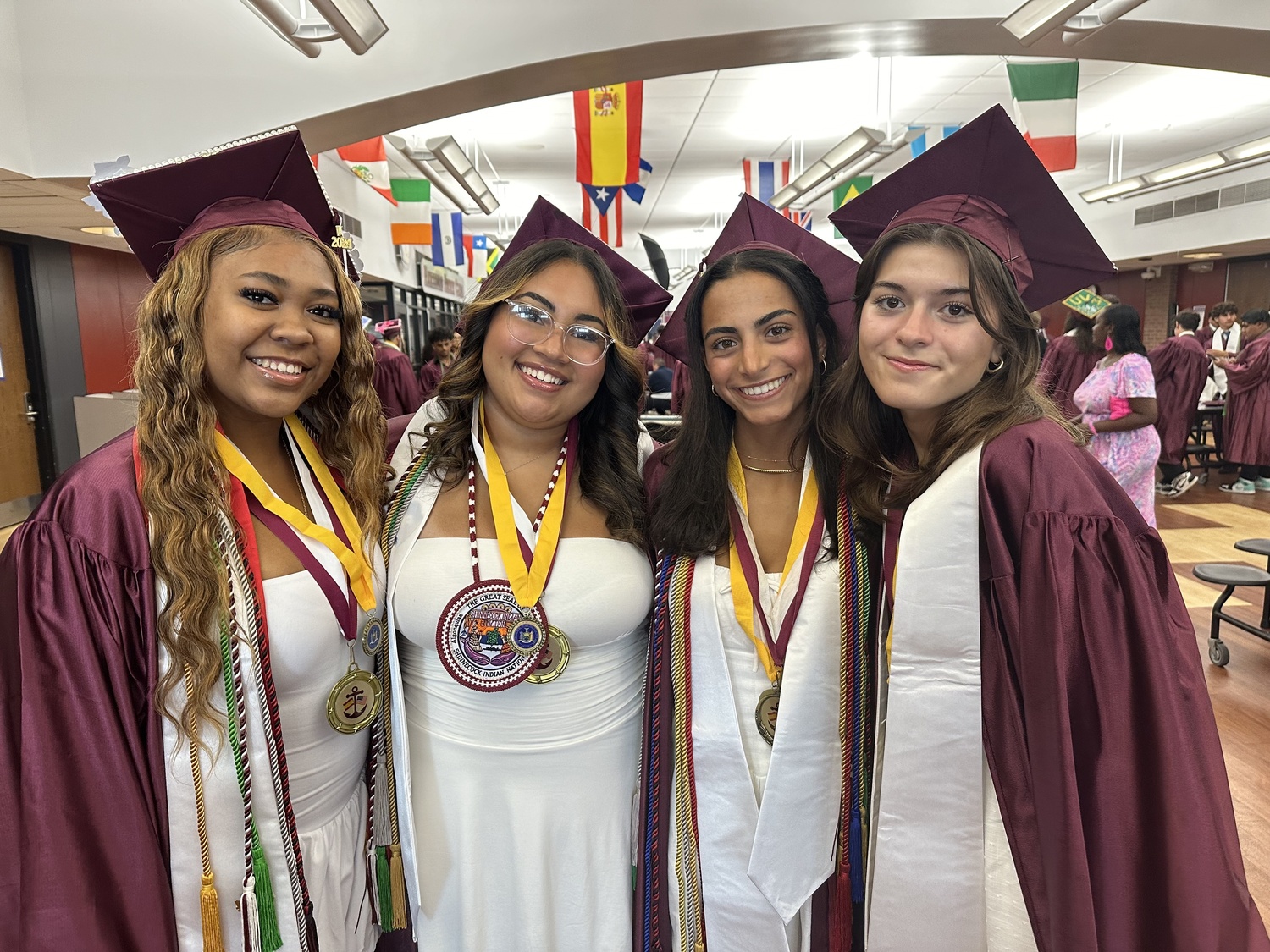 Southampton students and close friends Taylor Robinson, Sa’Naya Morris, Jeorgiana Gavalas and Marielle Costa graduate from the ISA program together. COURTESY SA'NAYA MORRIS