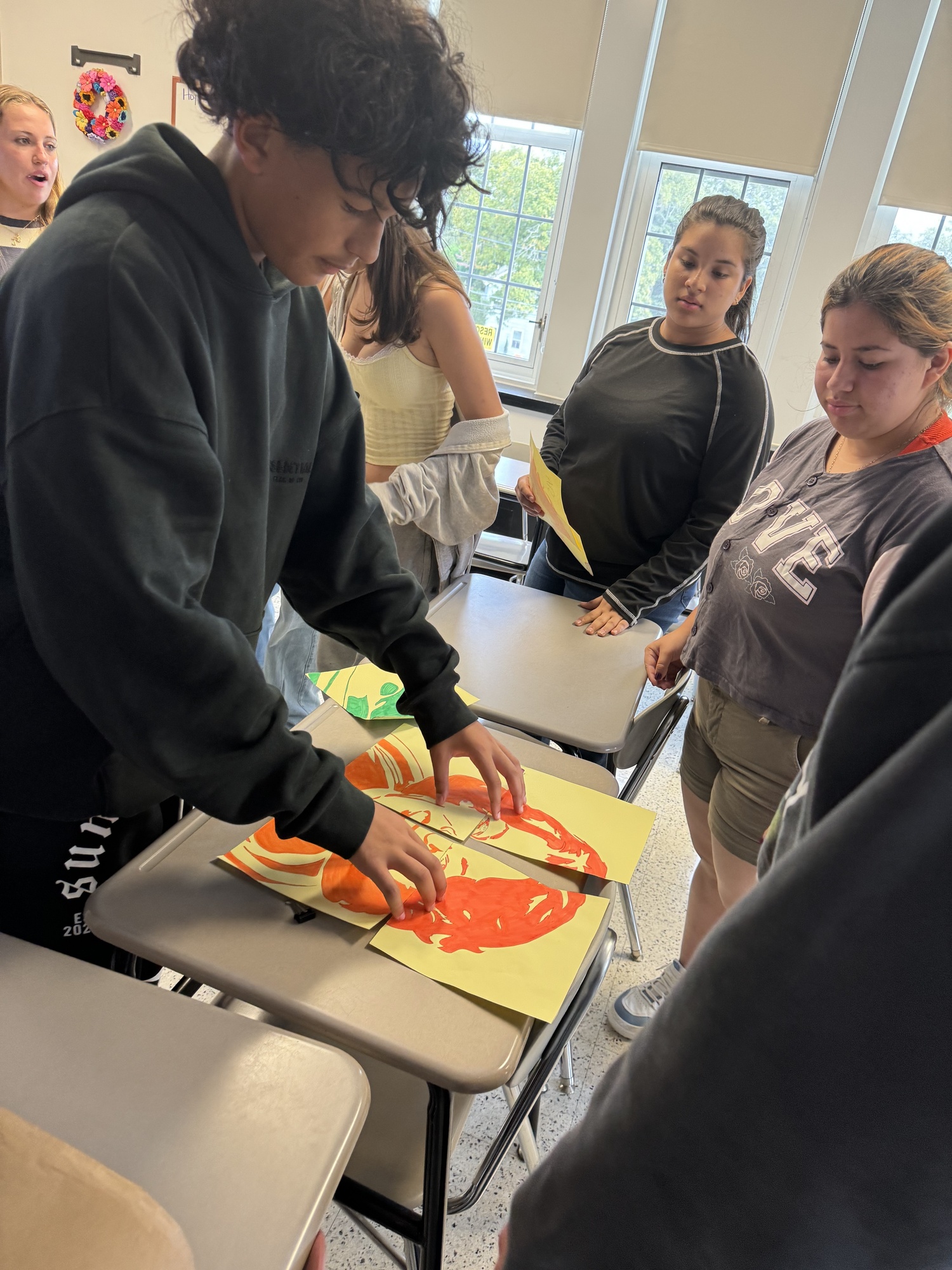 Pierson High School students in both English as a New Language and Spanish classes collaborate on a mural of historical figures of Latin American descent. COURTESY SAG HARBOR SCHOOL DISTRICT