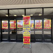 The entrance to the Kmart in the Bridgehampton Commons shopping center was festooned this month with signs announcing its imminent closing on Sunday, October 20. DANA SHAW PHOTOS