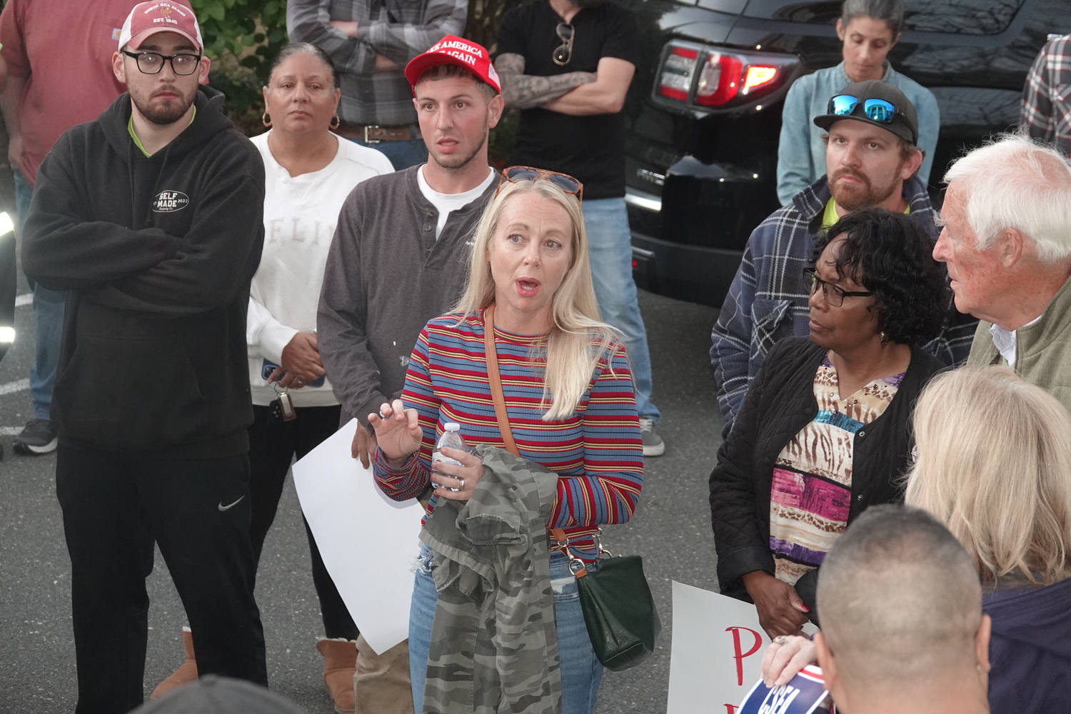 Members of Southampton Town's Civil Service union, the CSEA, protested Supervisor Maria Moore's decision to give raises to non-union employees in the 2025 budget, while union workers will only receive the raises they are guaranteed in the current union budget. The workers said Moore said she should have given them additional raises. Moore said she plans to address union salary levels when the next union contract is negotiated next year. MICHAEL WRIGHT