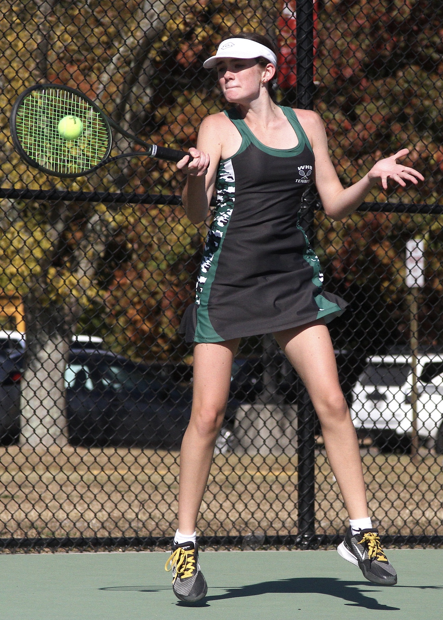 Freshman Ava Borruso in the Suffolk County doubles final. DESIRÉE KEEGAN