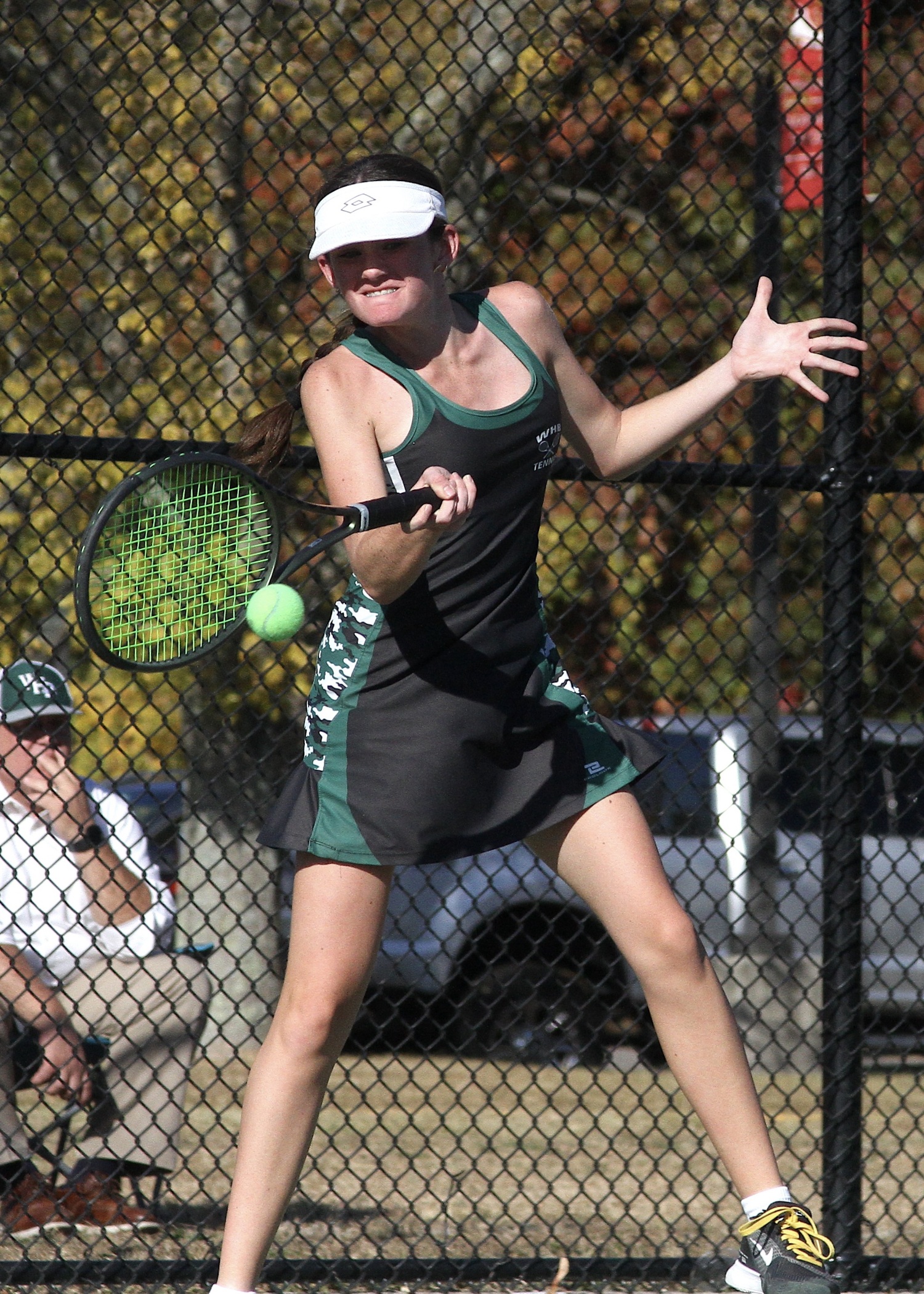 Freshman Ava Borruso in the Suffolk County doubles final. DESIRÉE KEEGAN